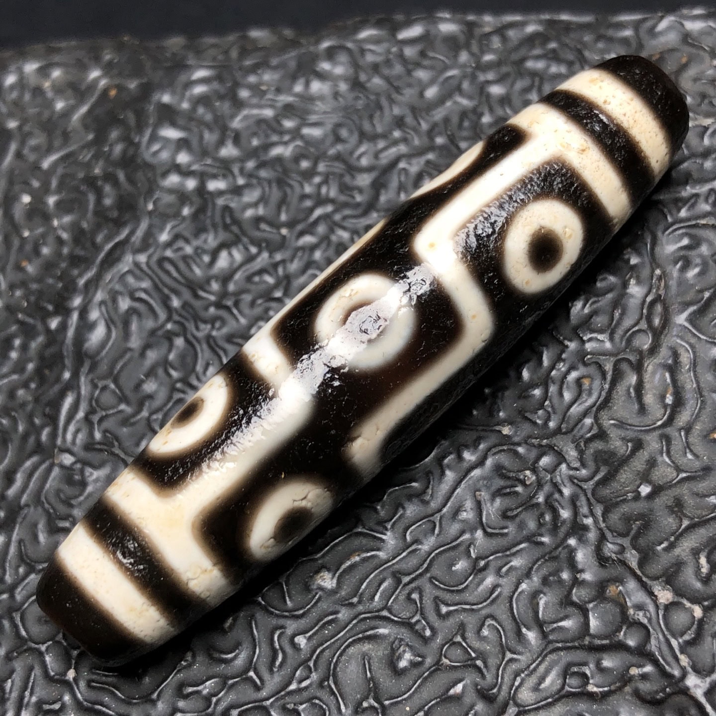 Chinese Natural Jade Carved Dzi beads