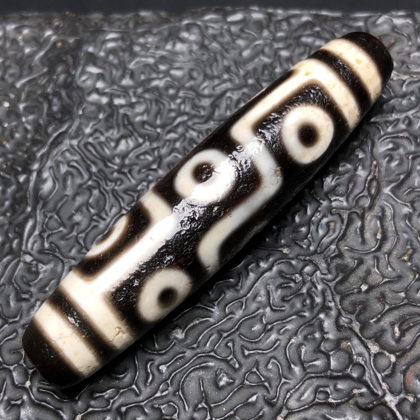 Chinese Natural Jade Carved Dzi beads