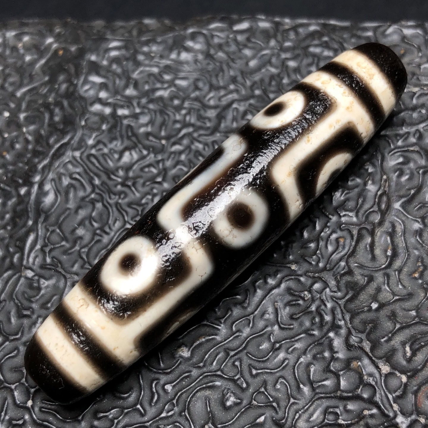 Chinese Natural Jade Carved Dzi beads