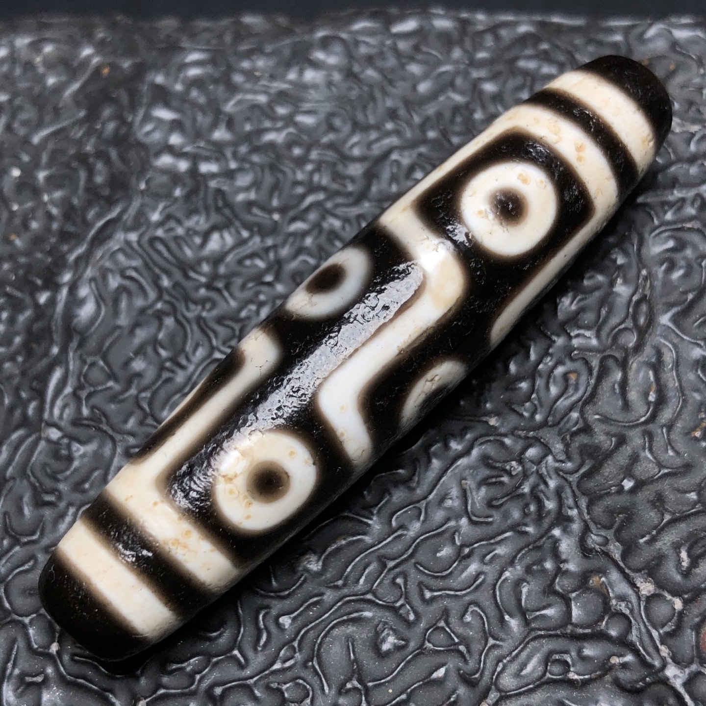 Chinese Natural Jade Carved Dzi beads