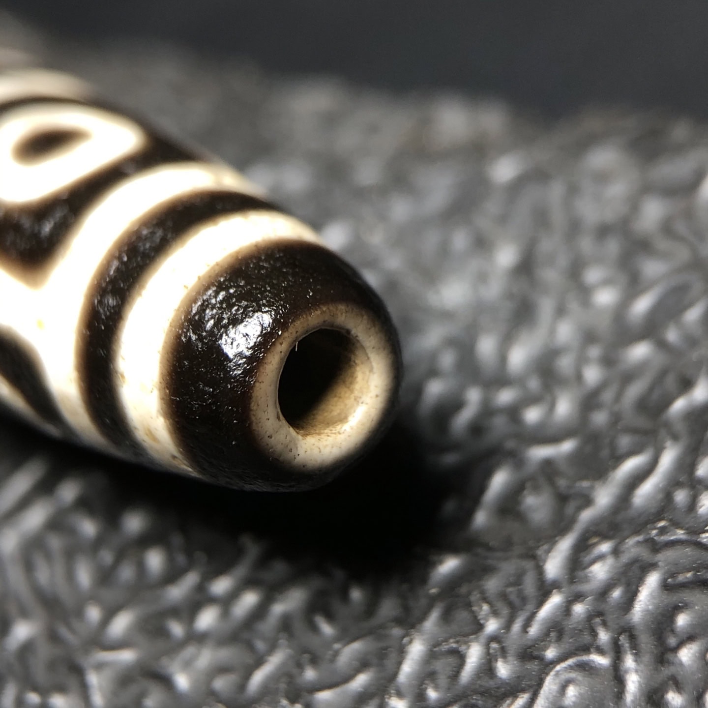 Chinese Natural Jade Carved Dzi beads