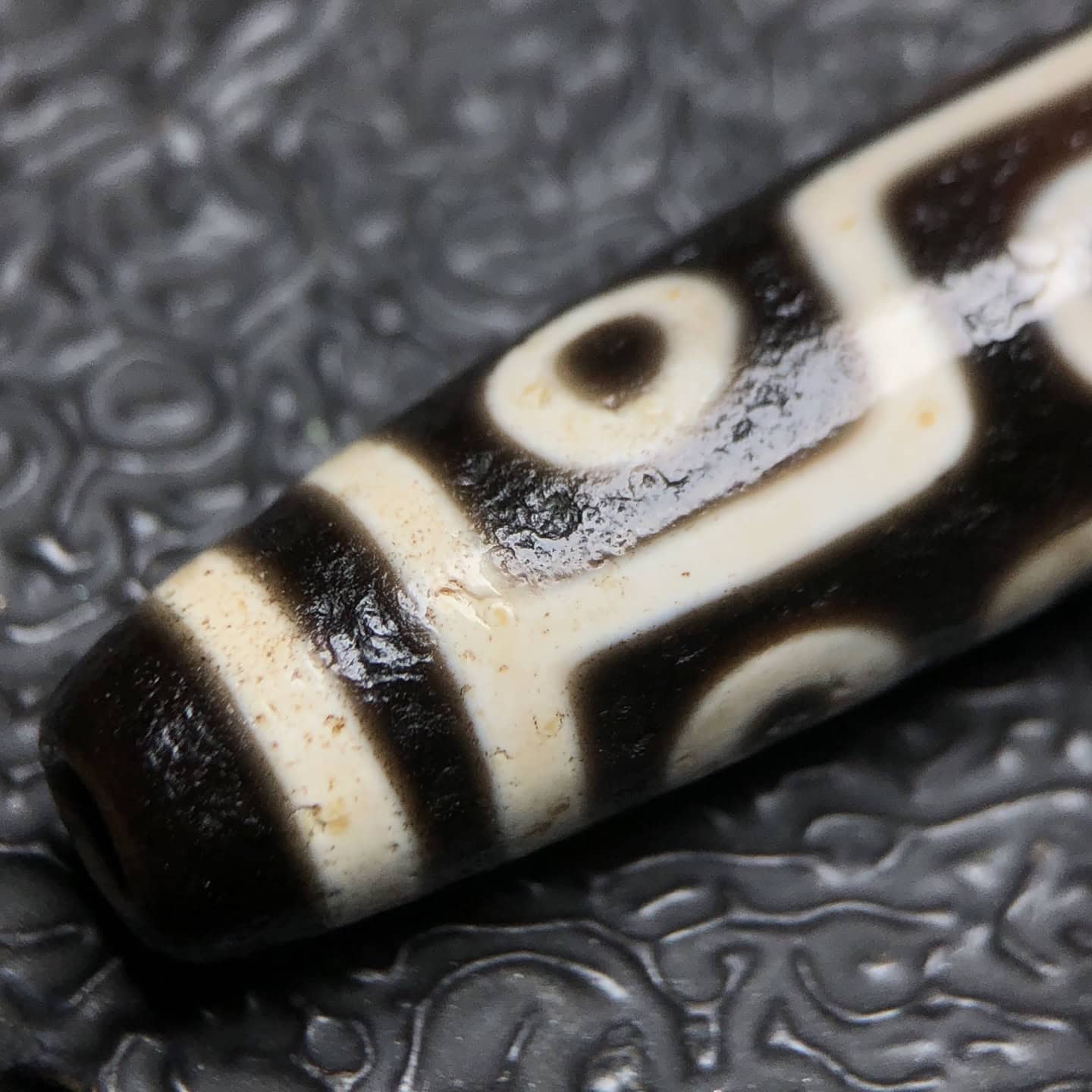 Chinese Natural Jade Carved Dzi beads