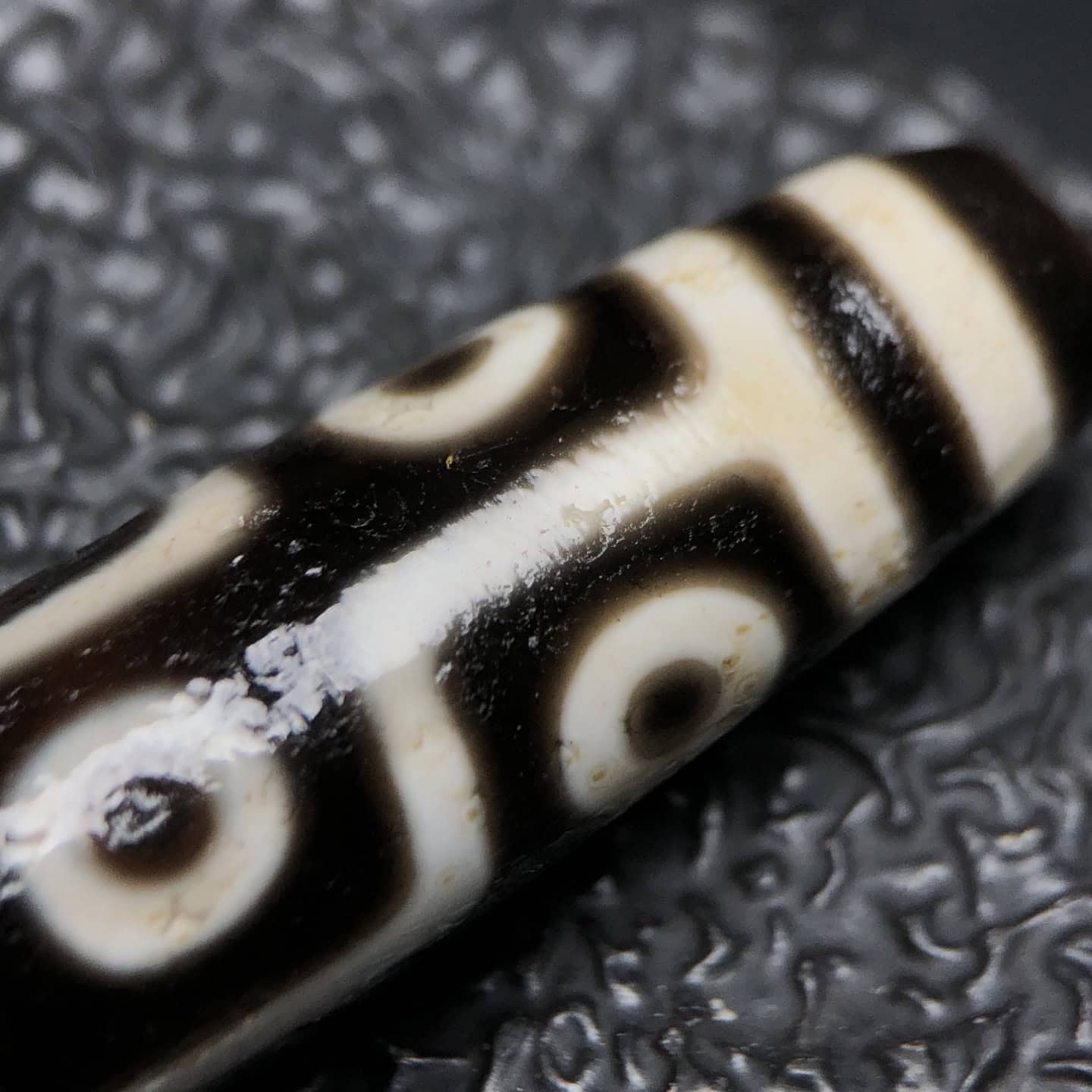 Chinese Natural Jade Carved Dzi beads