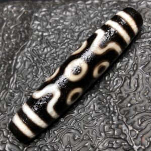 Chinese Natural Jade Carved Dzi beads