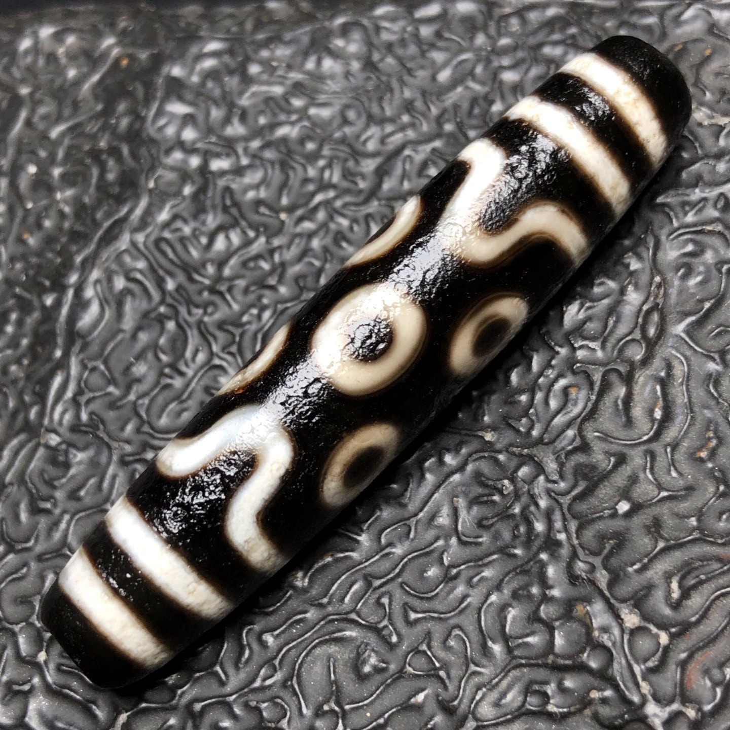 Chinese Natural Jade Carved Dzi beads