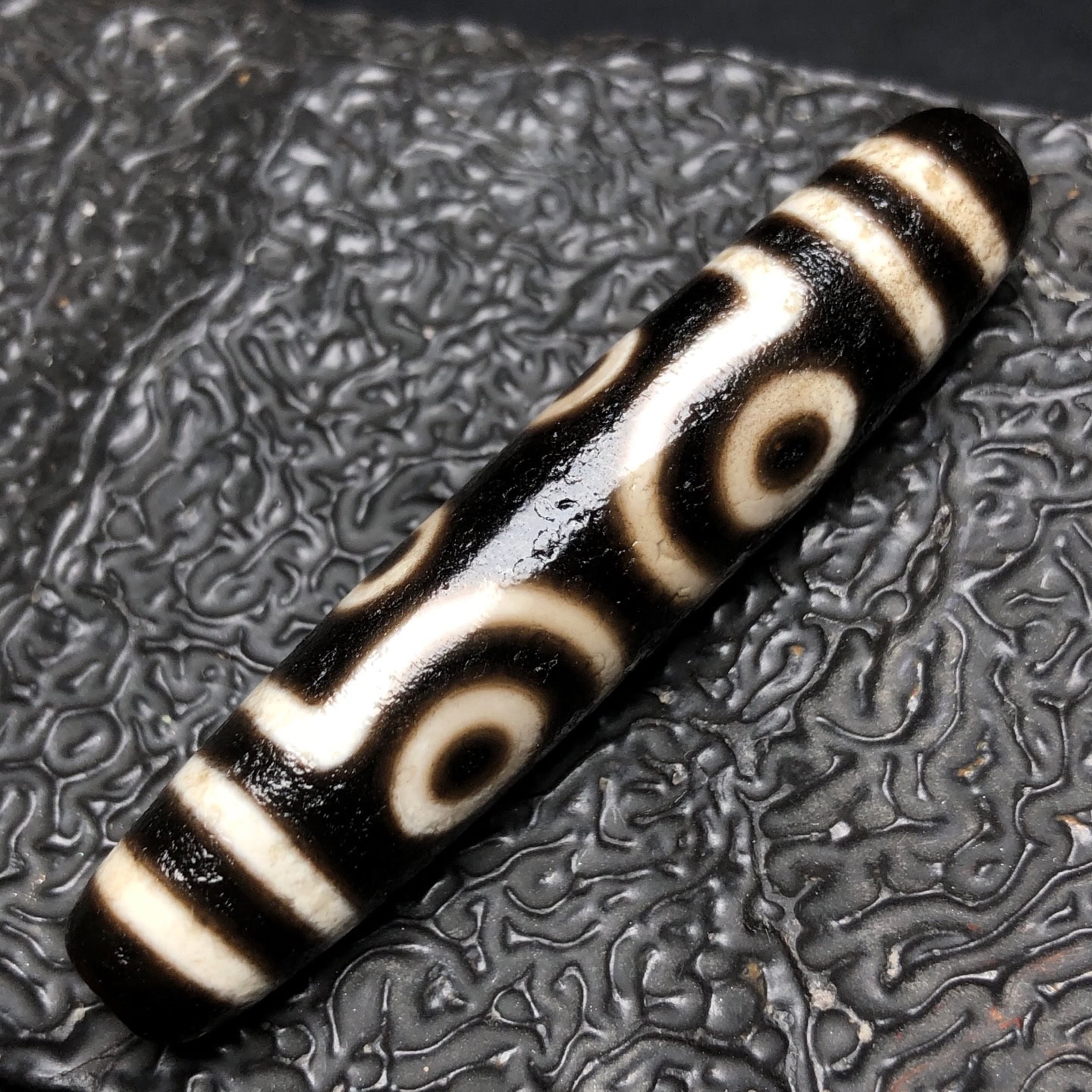 Chinese Natural Jade Carved Dzi beads