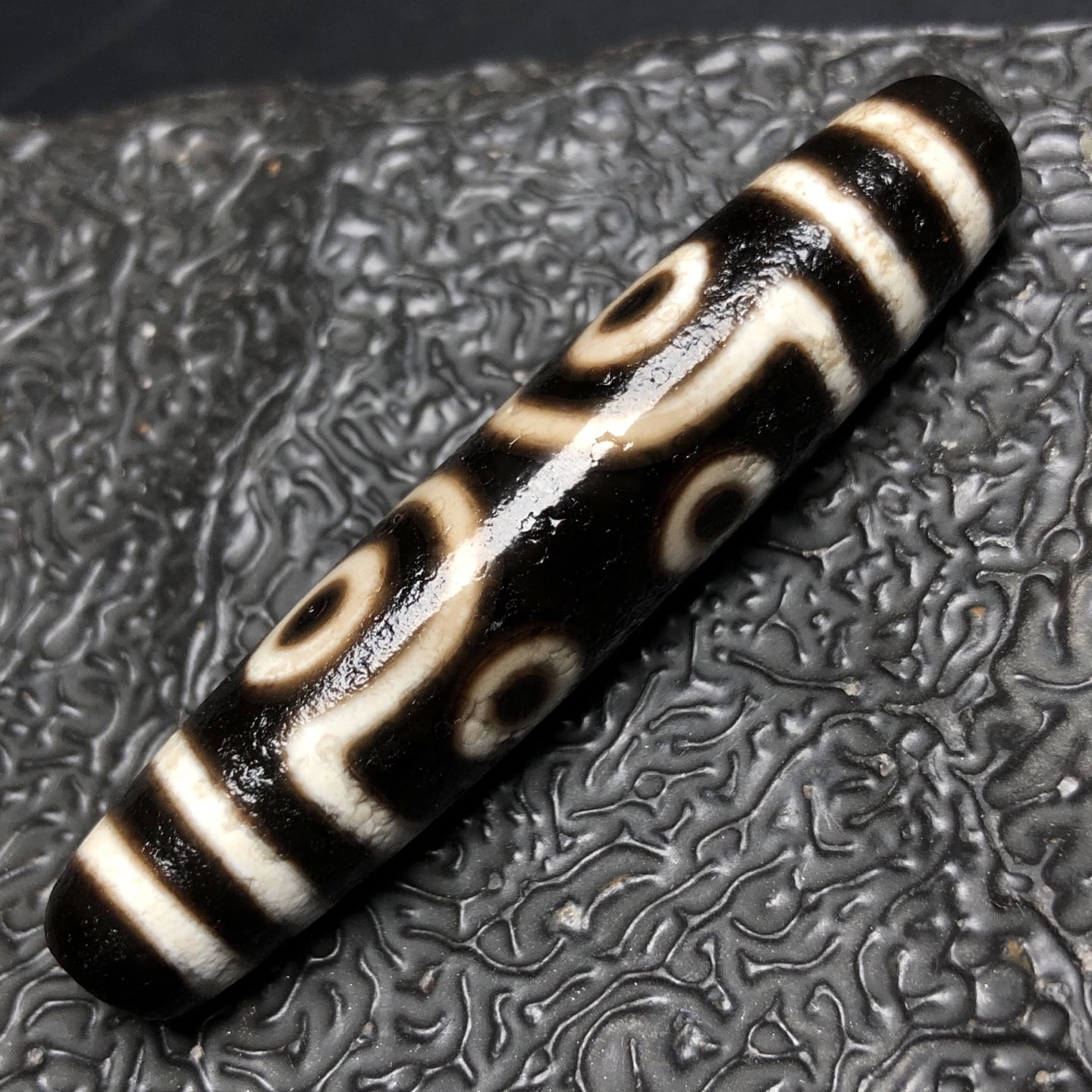 Chinese Natural Jade Carved Dzi beads