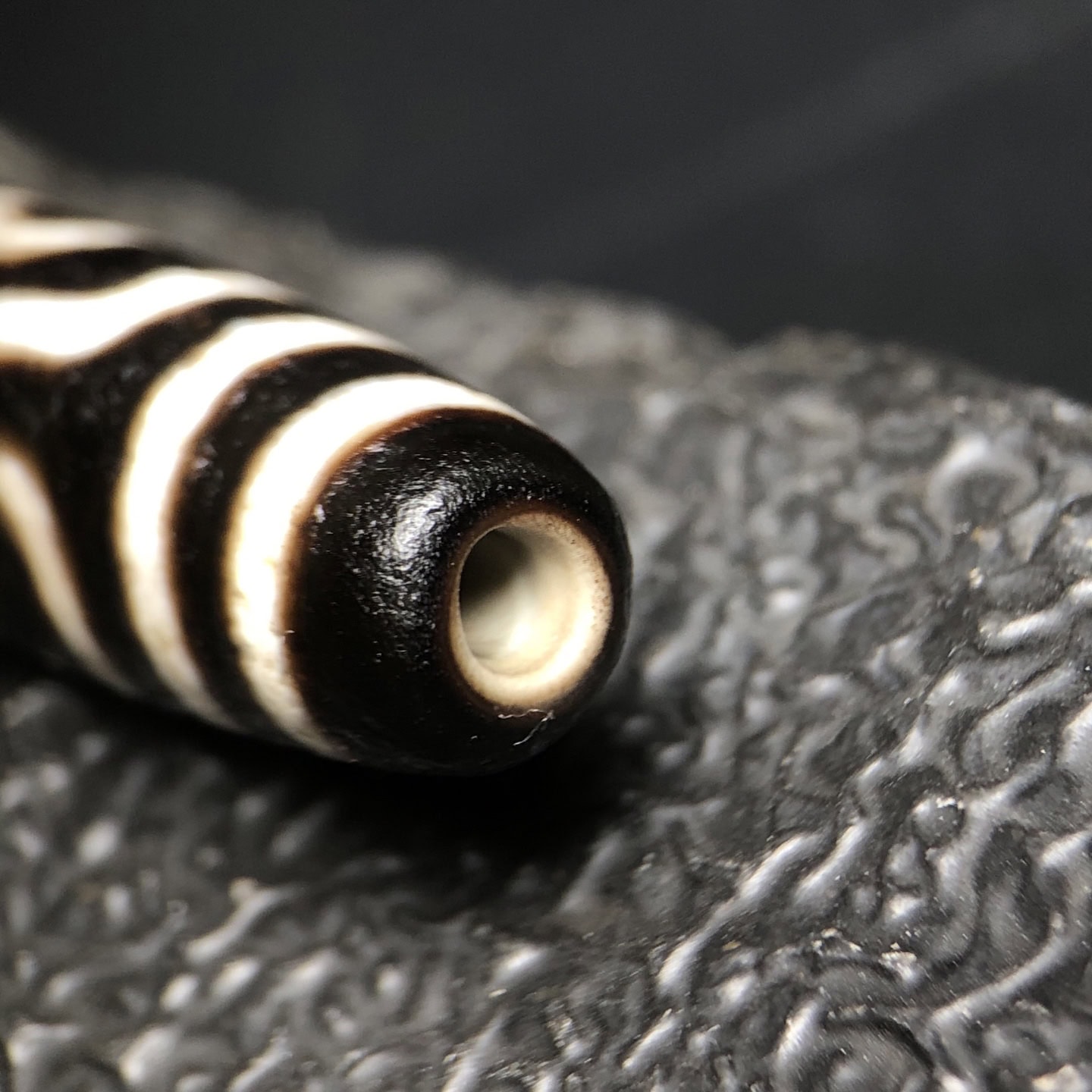 Chinese Natural Jade Carved Dzi beads