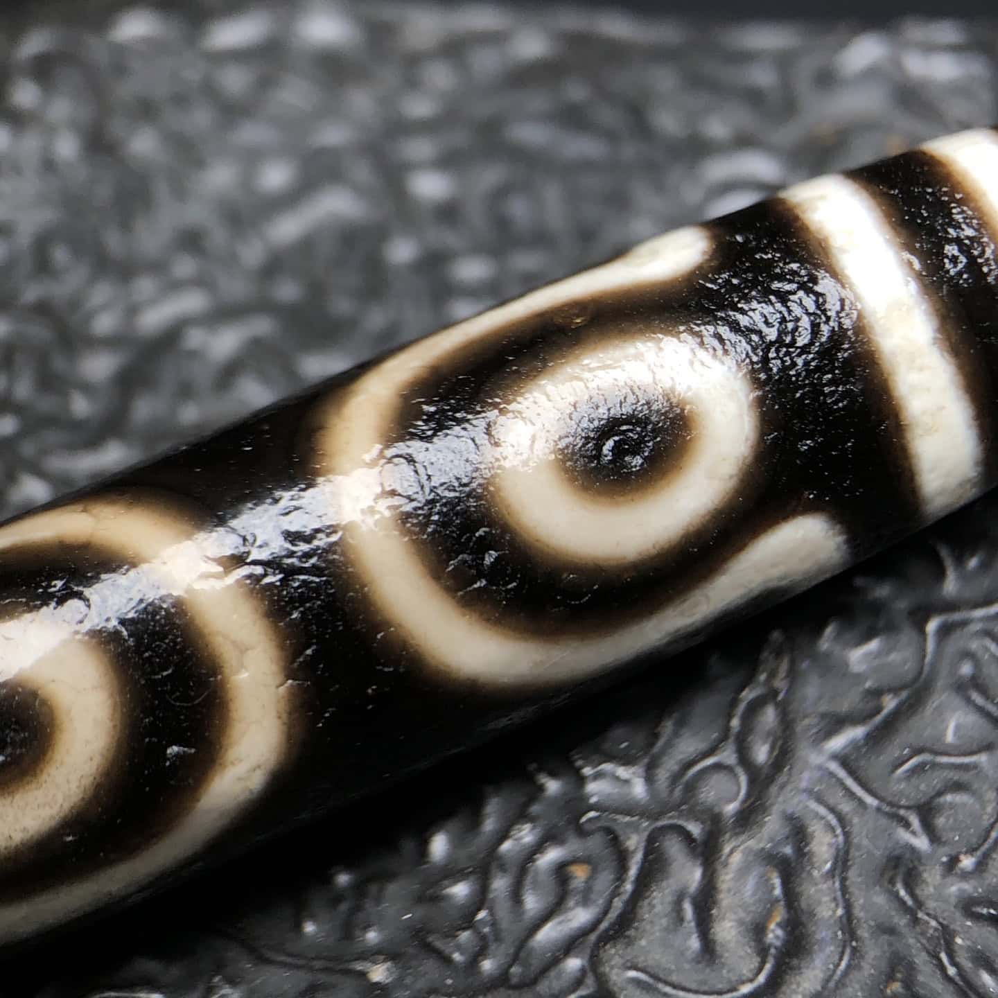 Chinese Natural Jade Carved Dzi beads