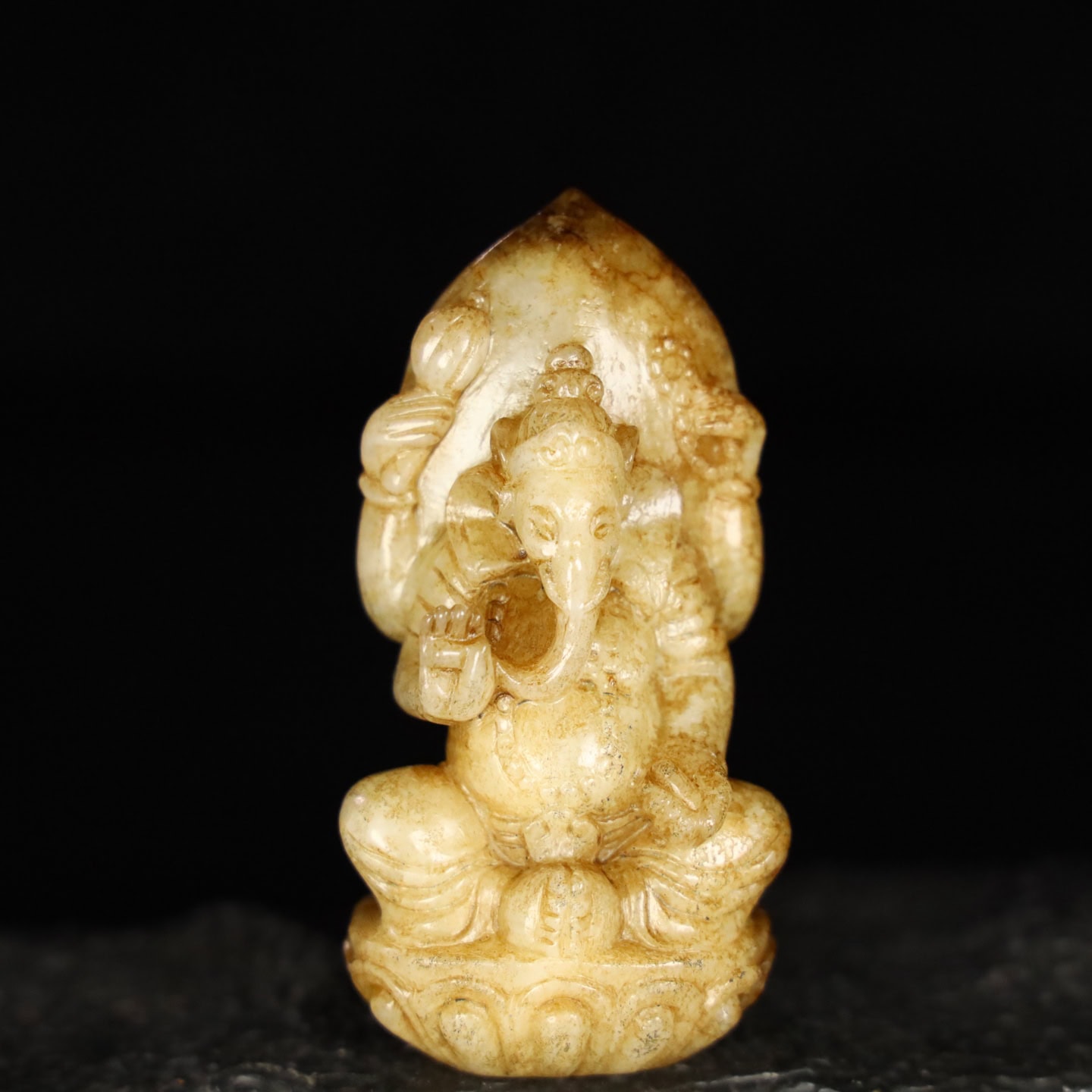 Chinese Natural Jade Carved Ganesha
