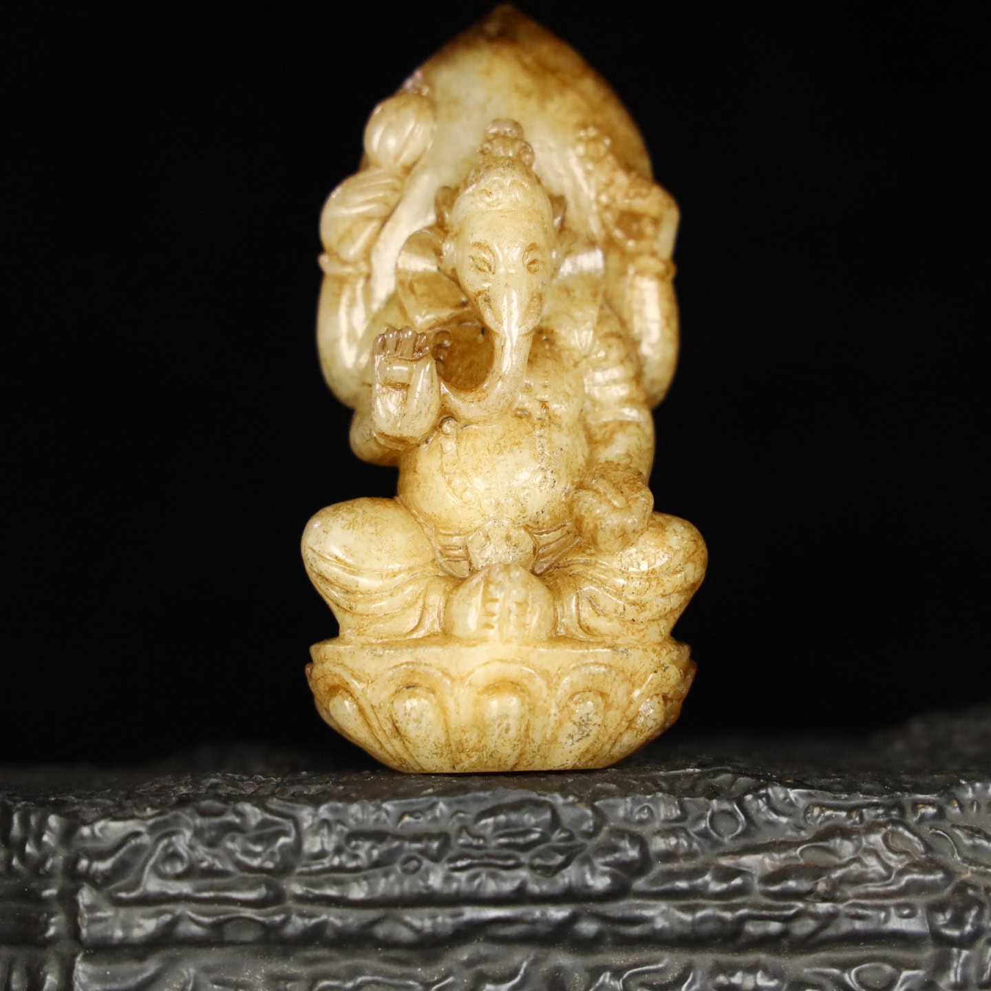 Chinese Natural Jade Carved Ganesha