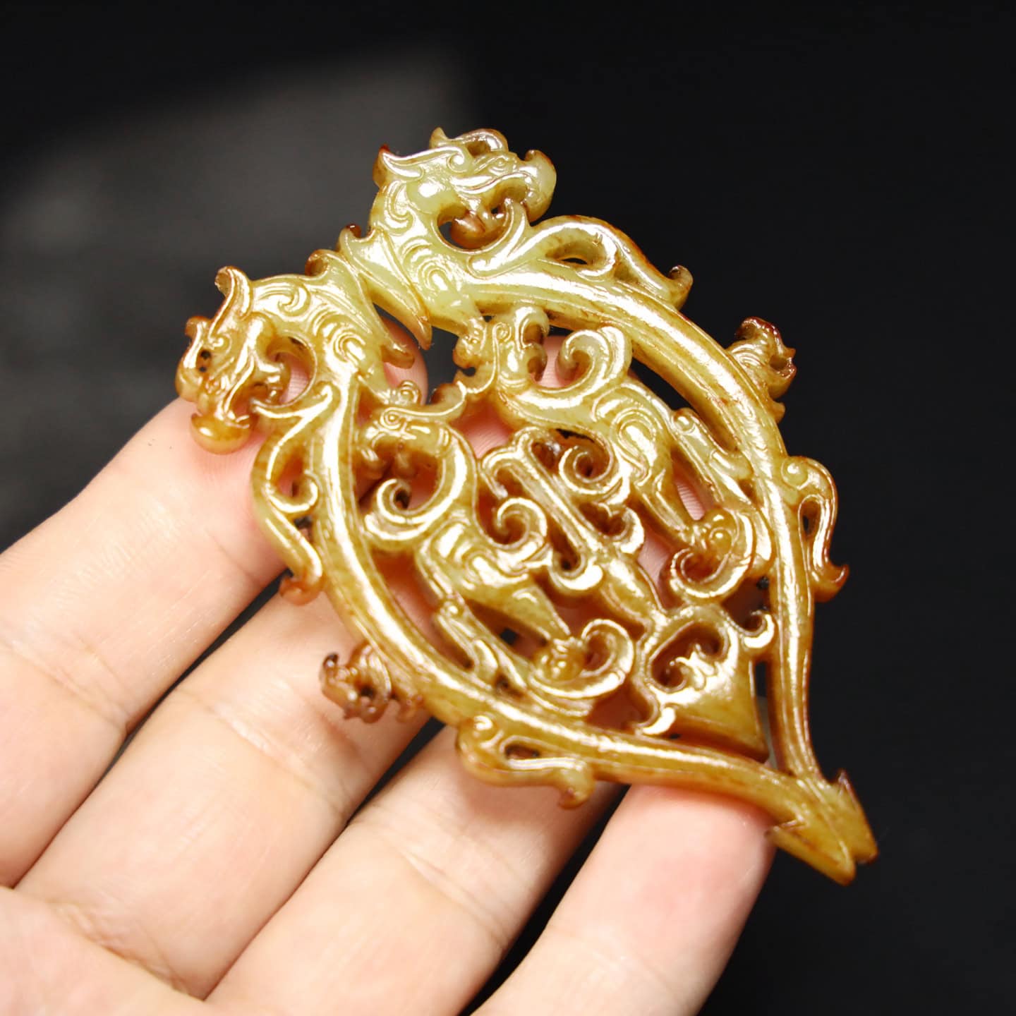 Chinese Natural Jade Carved Dragon Pei