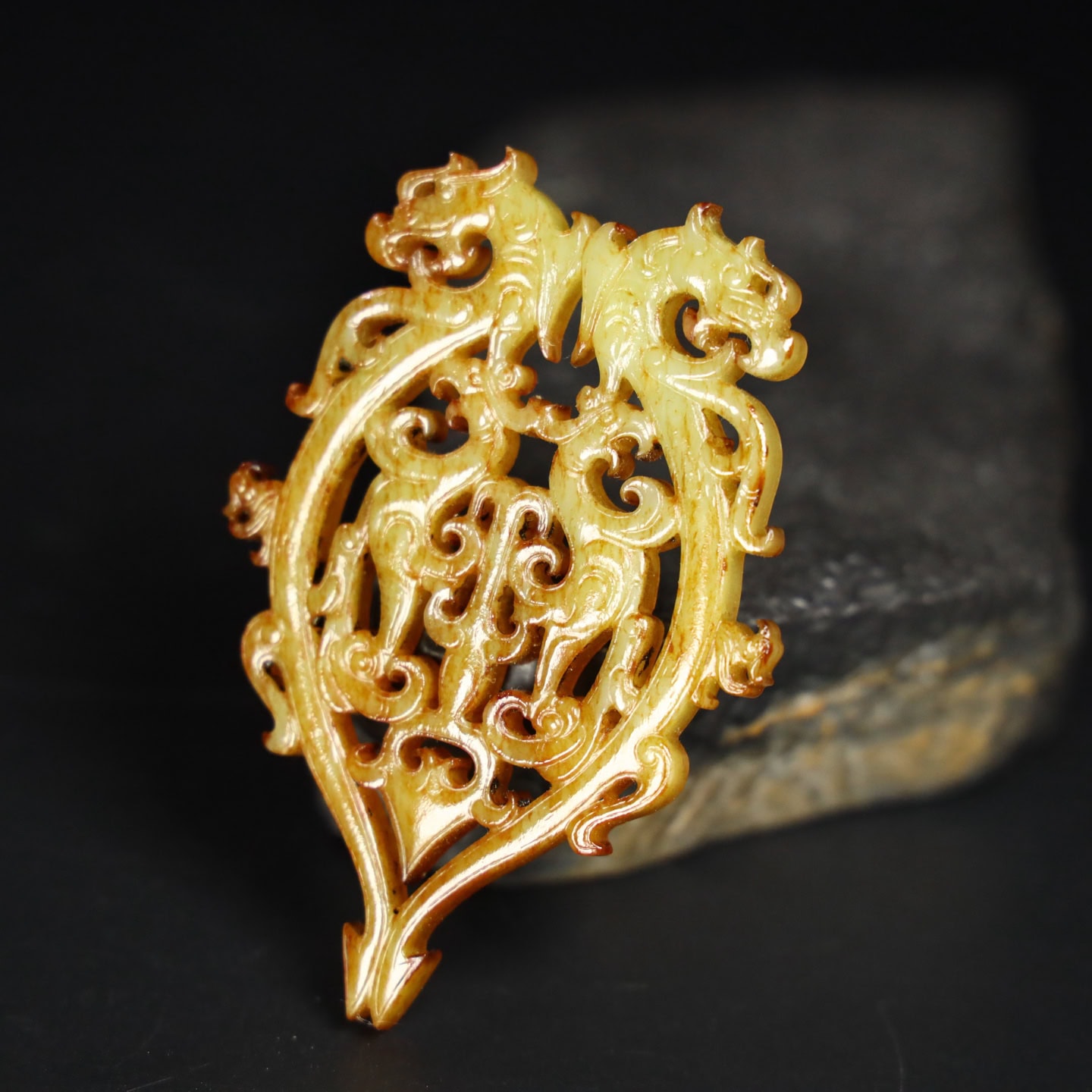 Chinese Natural Jade Carved Dragon Pei