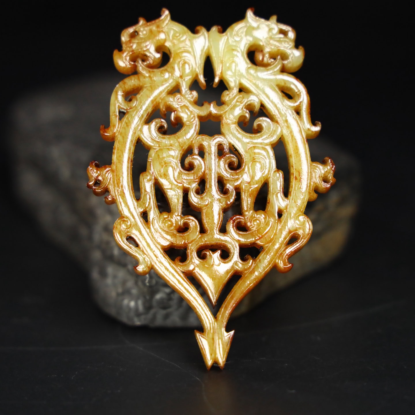 Chinese Natural Jade Carved Dragon Pei