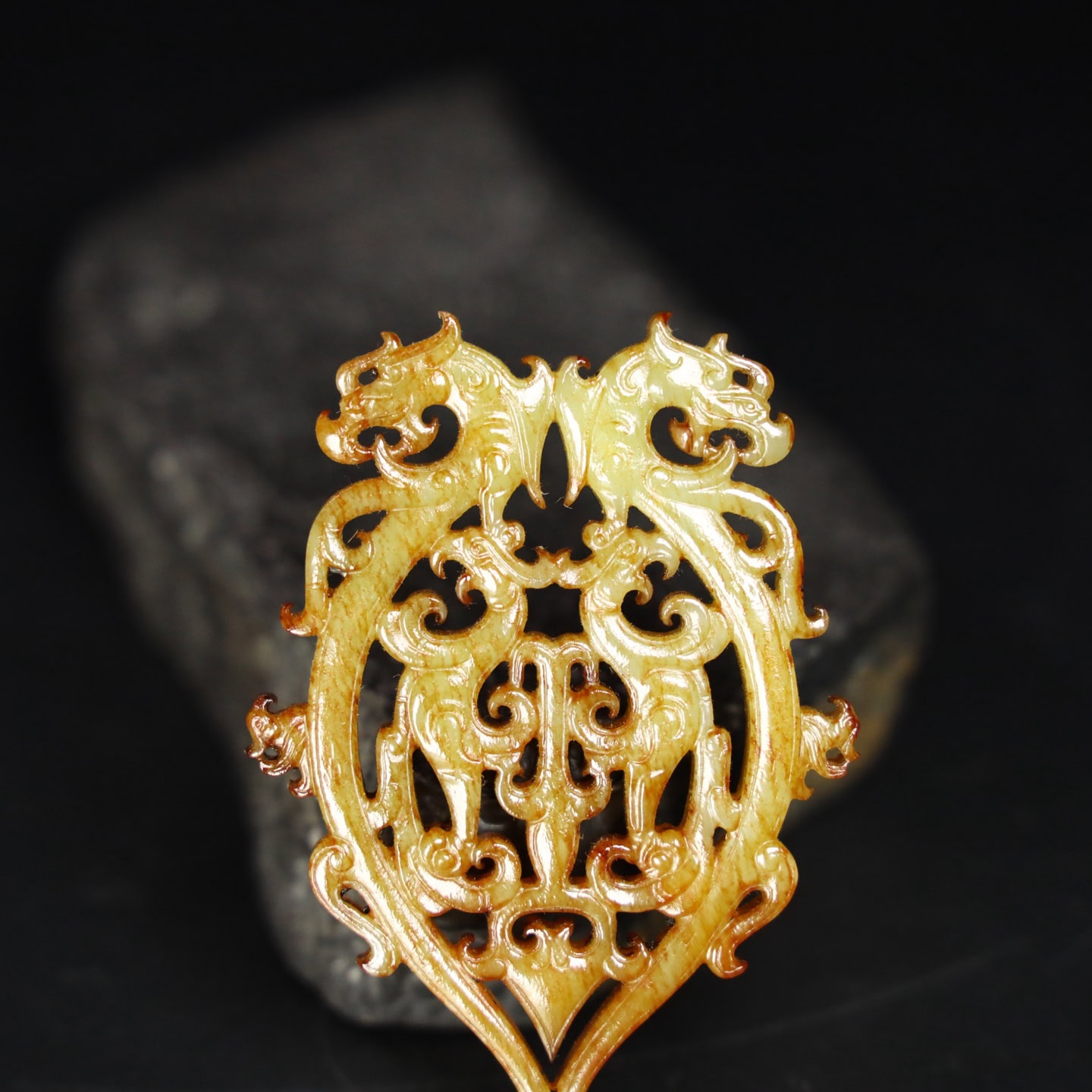 Chinese Natural Jade Carved Dragon Pei