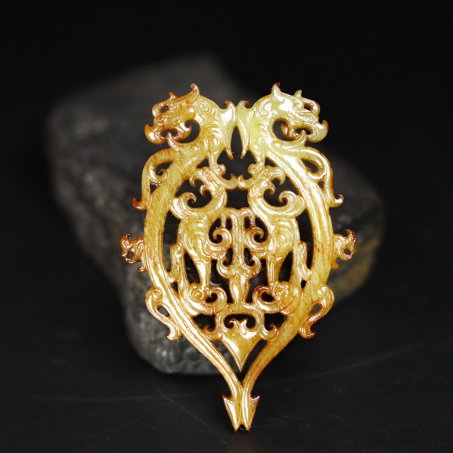 Chinese Natural Jade Carved Dragon Pei