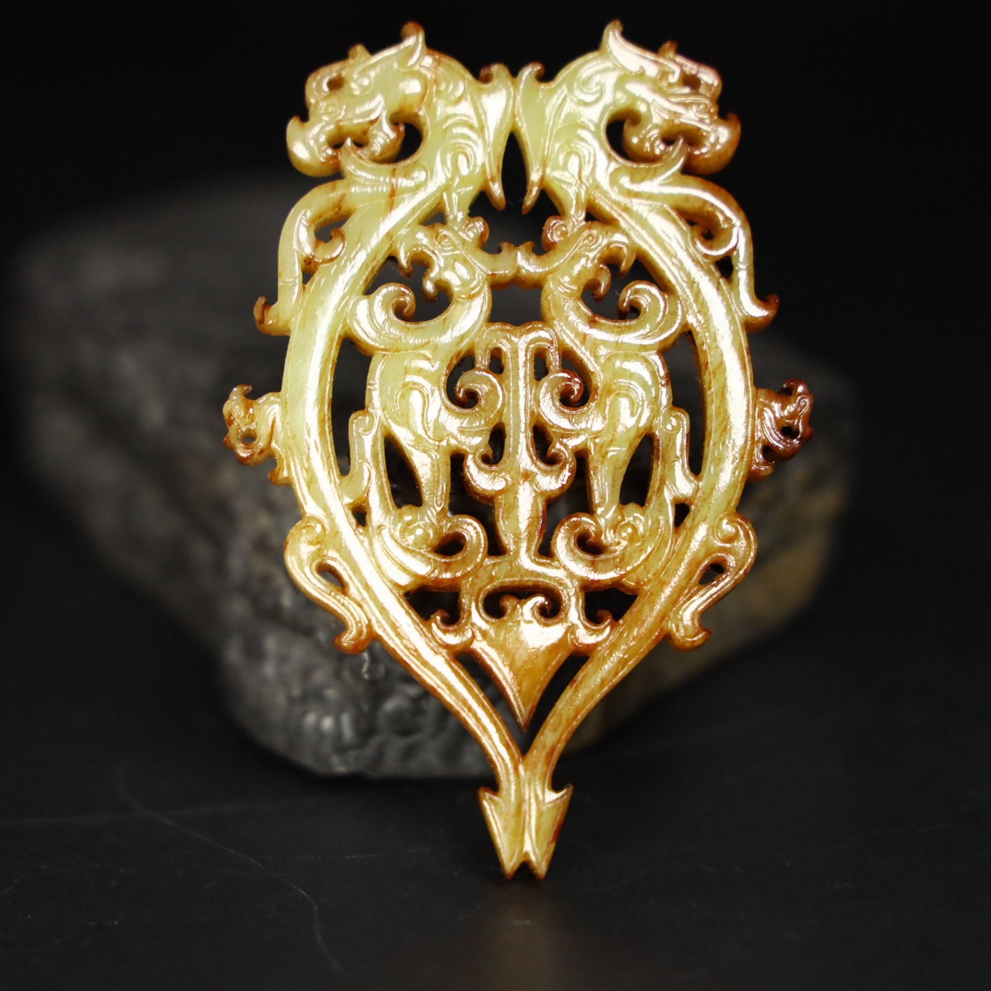 Chinese Natural Jade Carved Dragon Pei
