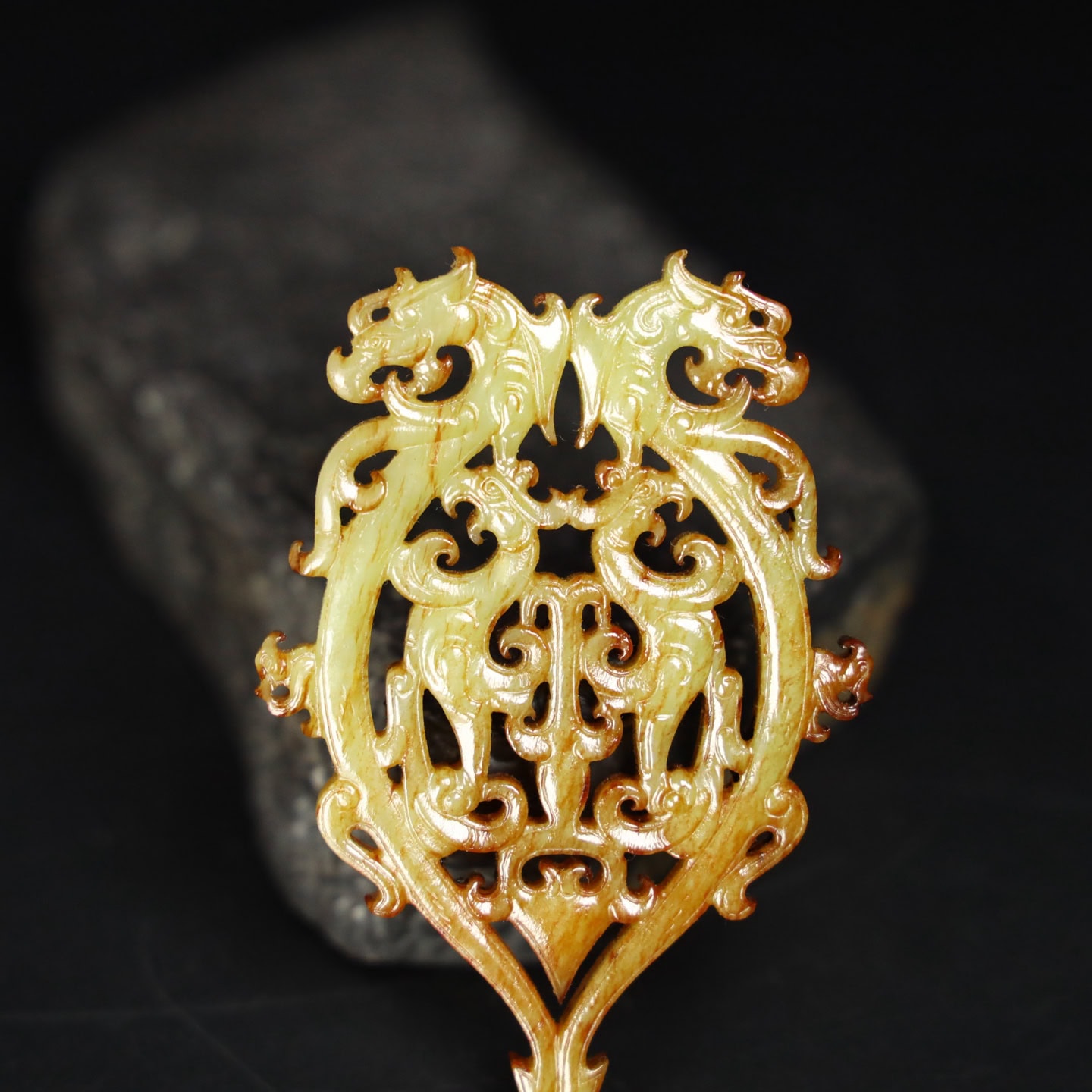Chinese Natural Jade Carved Dragon Pei