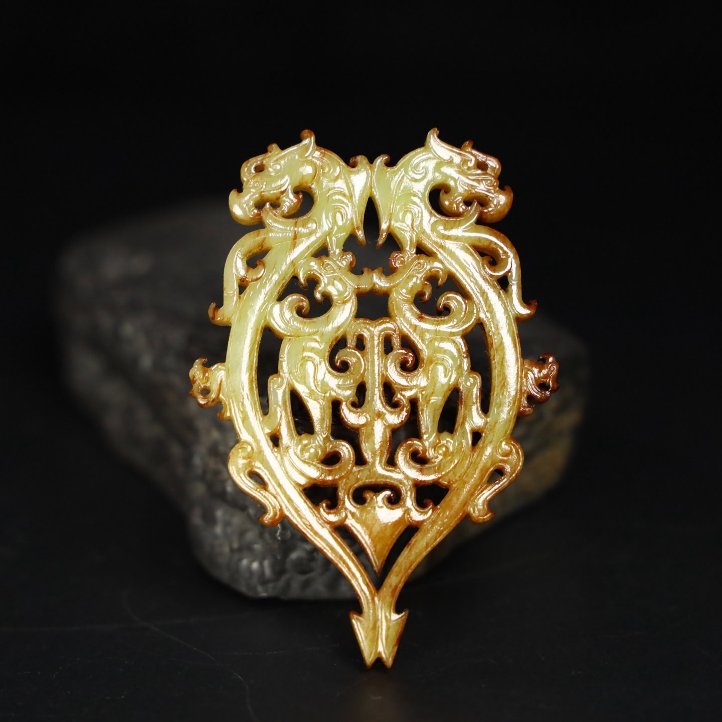Chinese Natural Jade Carved Dragon Pei