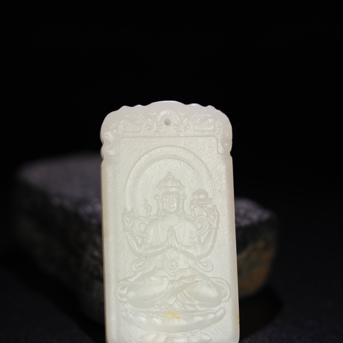 Chinese Natural Jade Carved Tablet