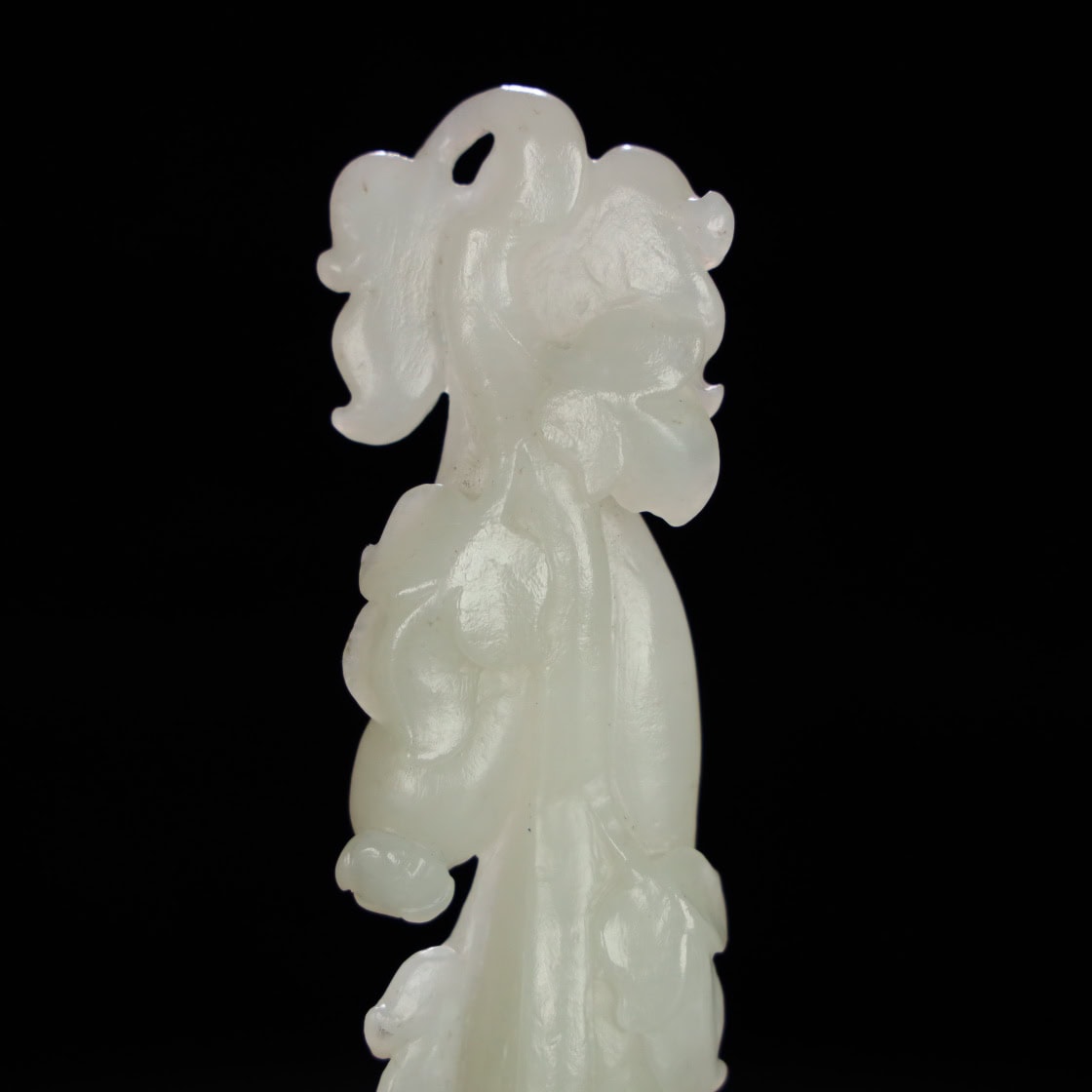 Chinese Natural Jade Carved Flower Status