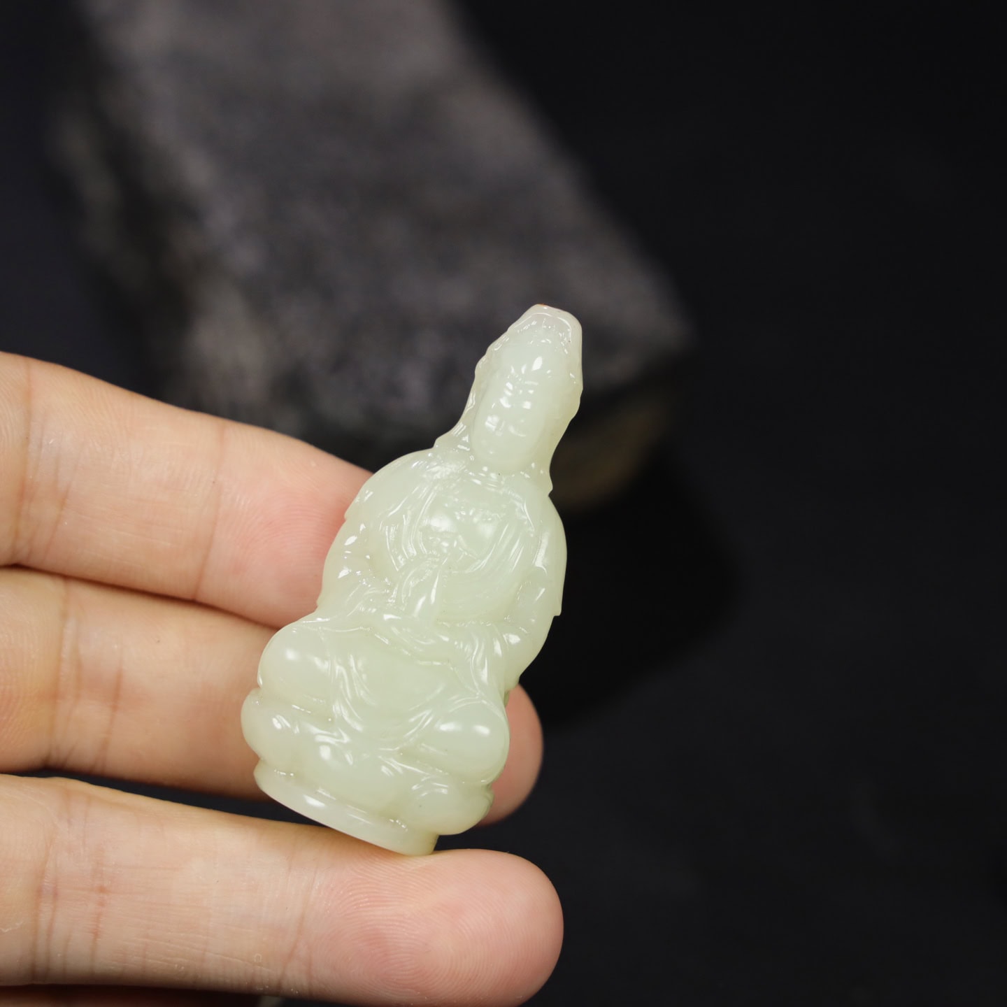 Chinese Natural Jade Carved Guanyin