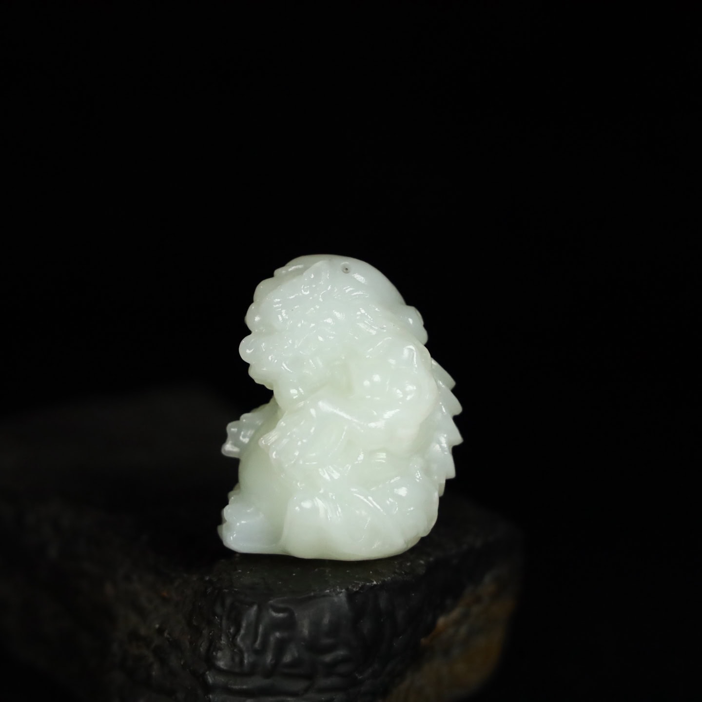 Chinese Natural Jade Carved Lucky Lion