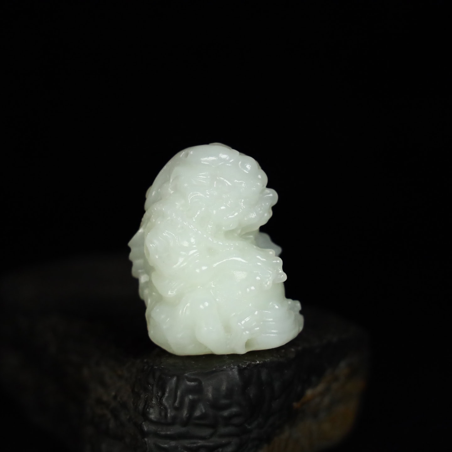 Chinese Natural Jade Carved Lucky Lion