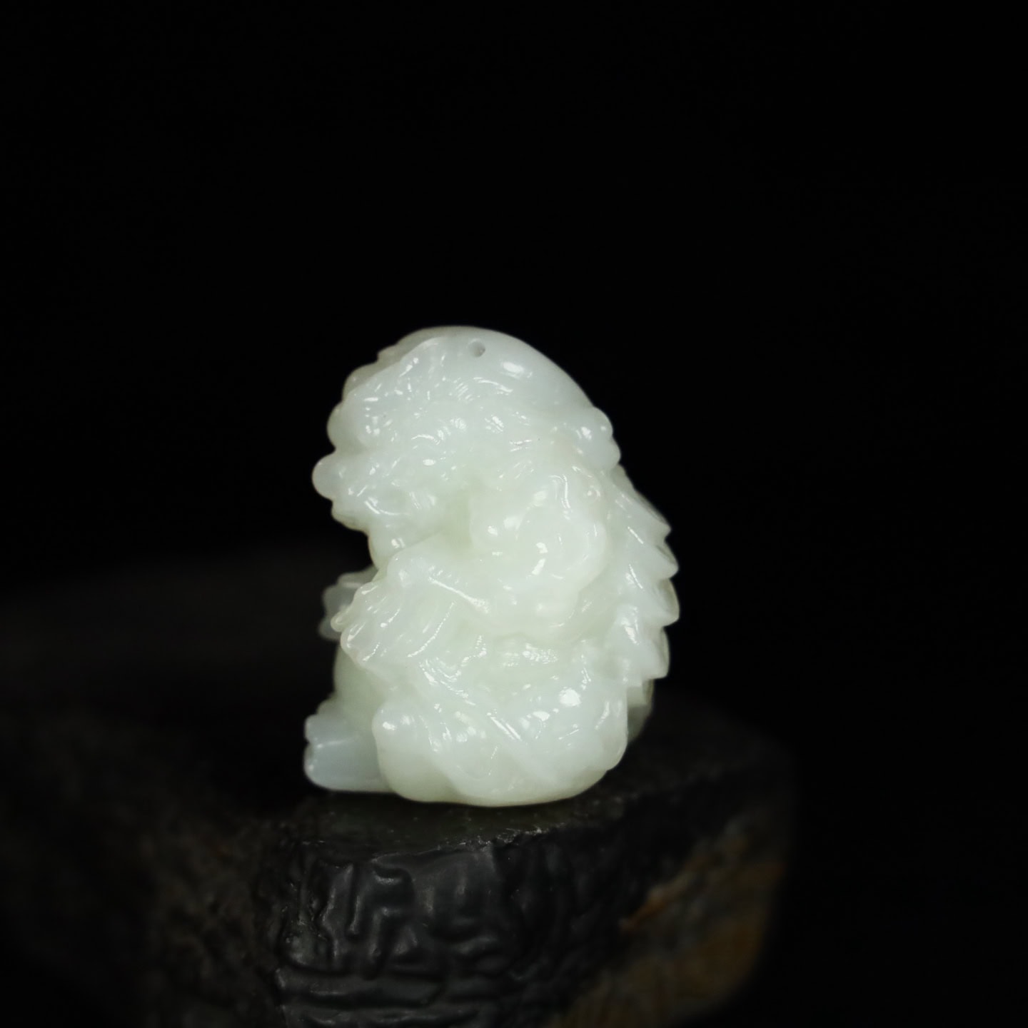 Chinese Natural Jade Carved Lucky Lion
