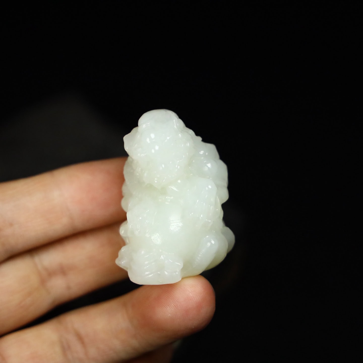 Chinese Natural Jade Carved Lucky Lion