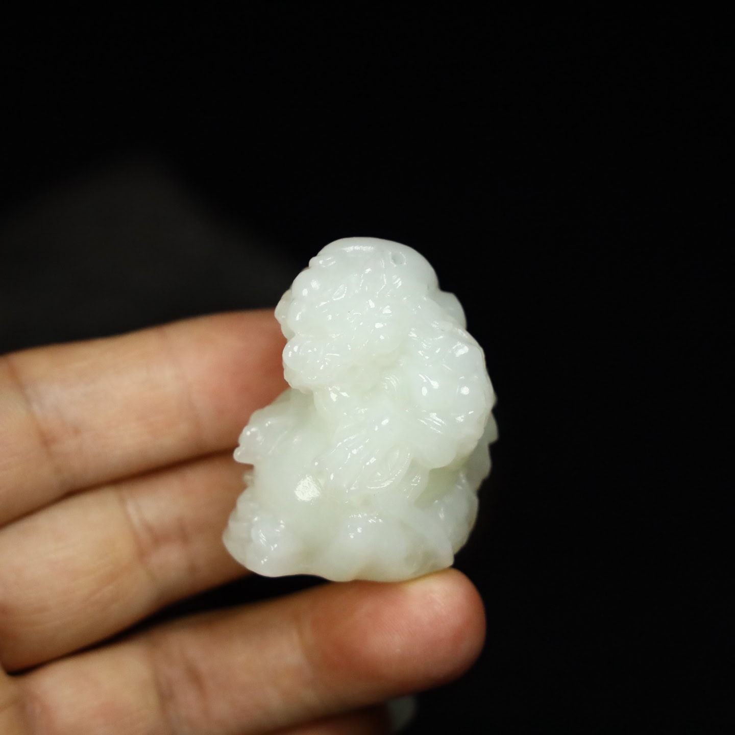 Chinese Natural Jade Carved Lucky Lion