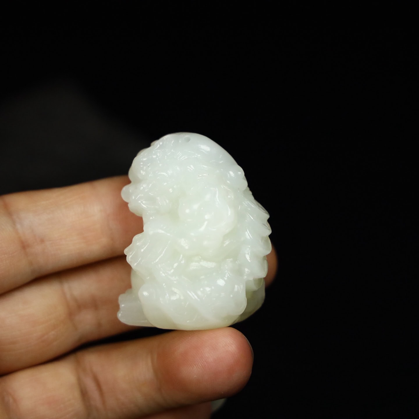 Chinese Natural Jade Carved Lucky Lion
