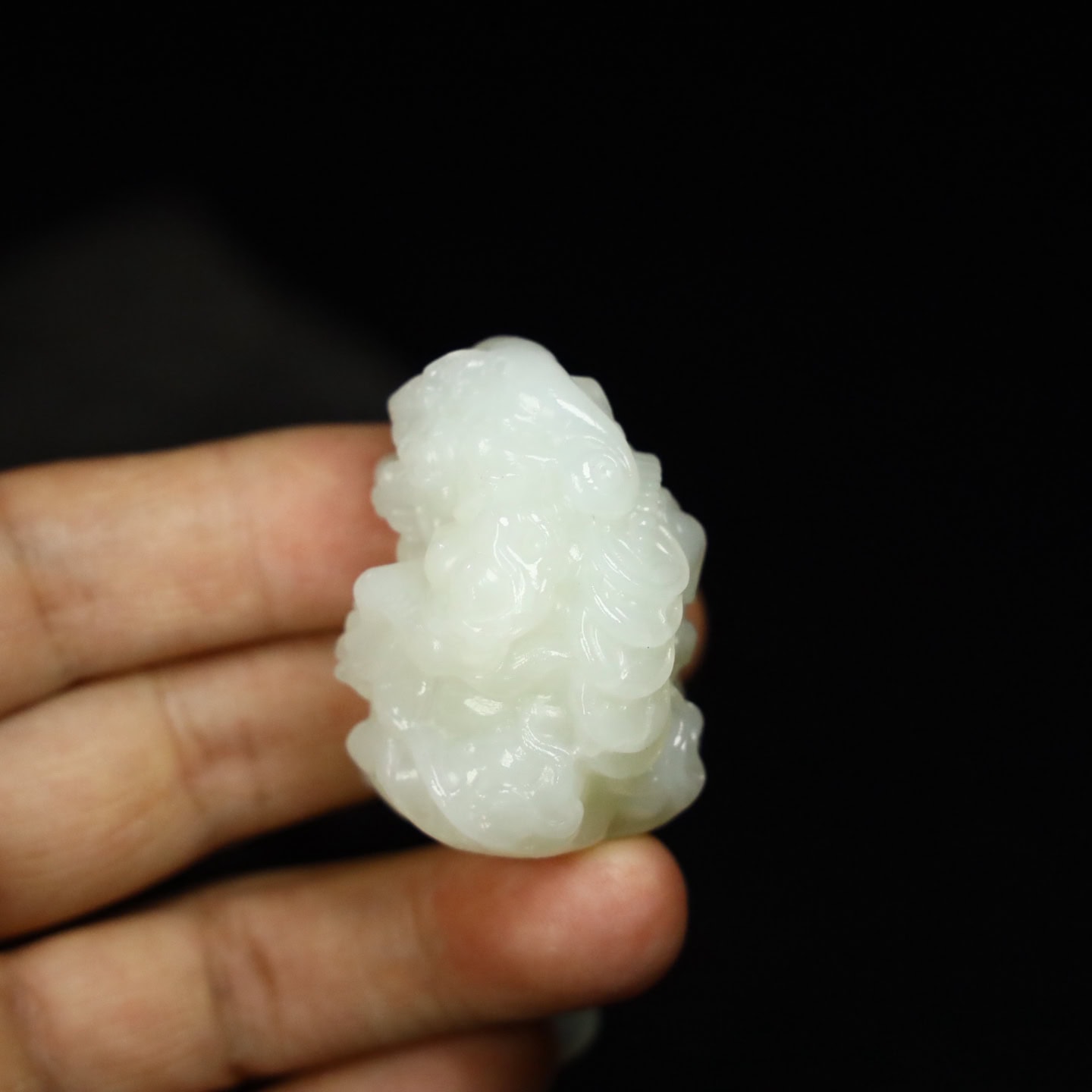 Chinese Natural Jade Carved Lucky Lion