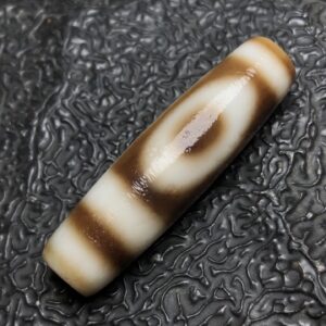 Chinese Natural Jade Carved Dzi bead