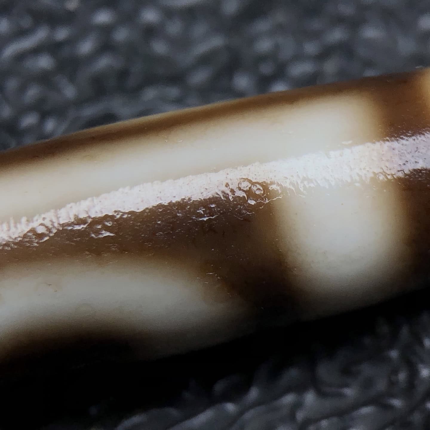 Chinese Natural Jade Carved Dzi bead