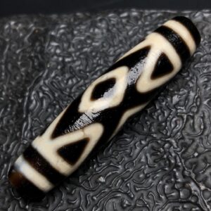 Chinese Natural Jade Carved Dzi bead