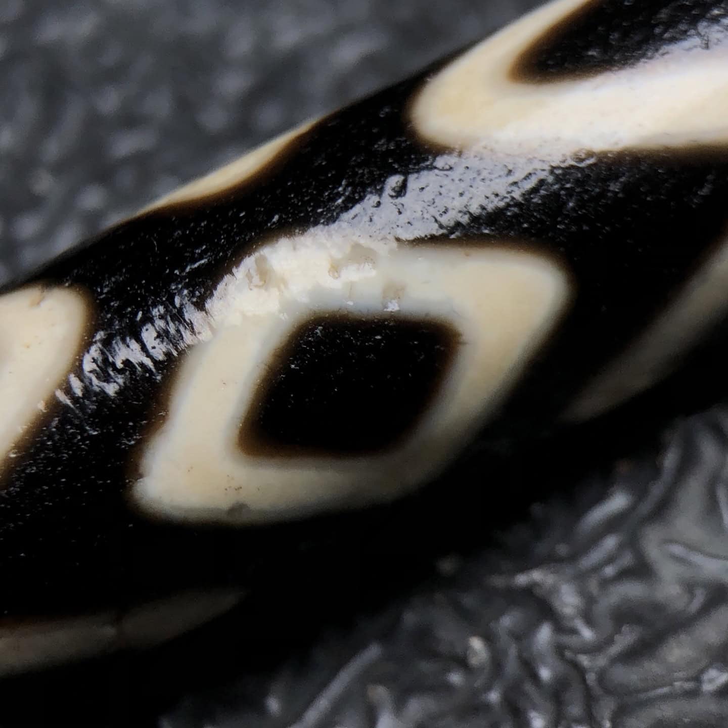 Chinese Natural Jade Carved Dzi bead