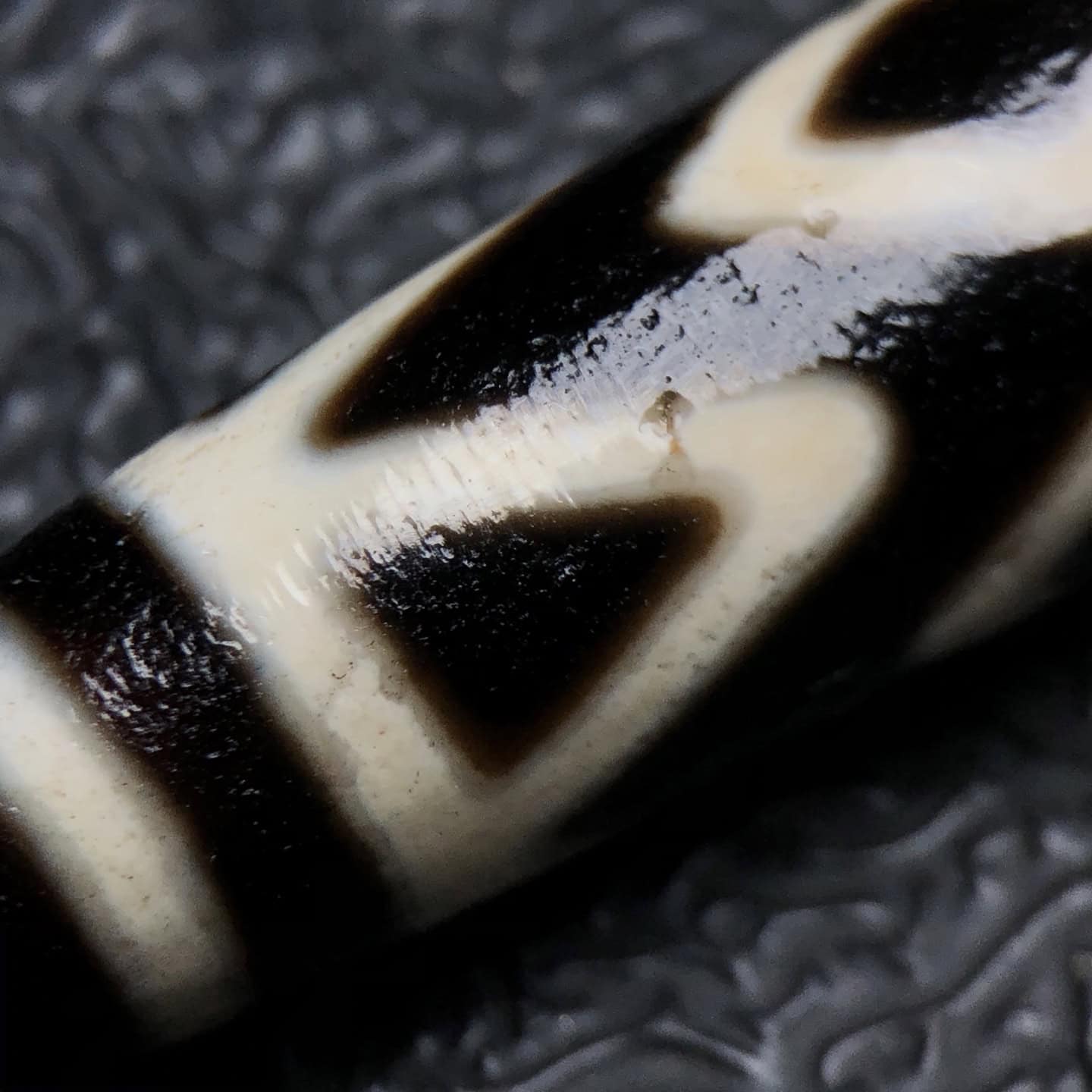 Chinese Natural Jade Carved Dzi bead