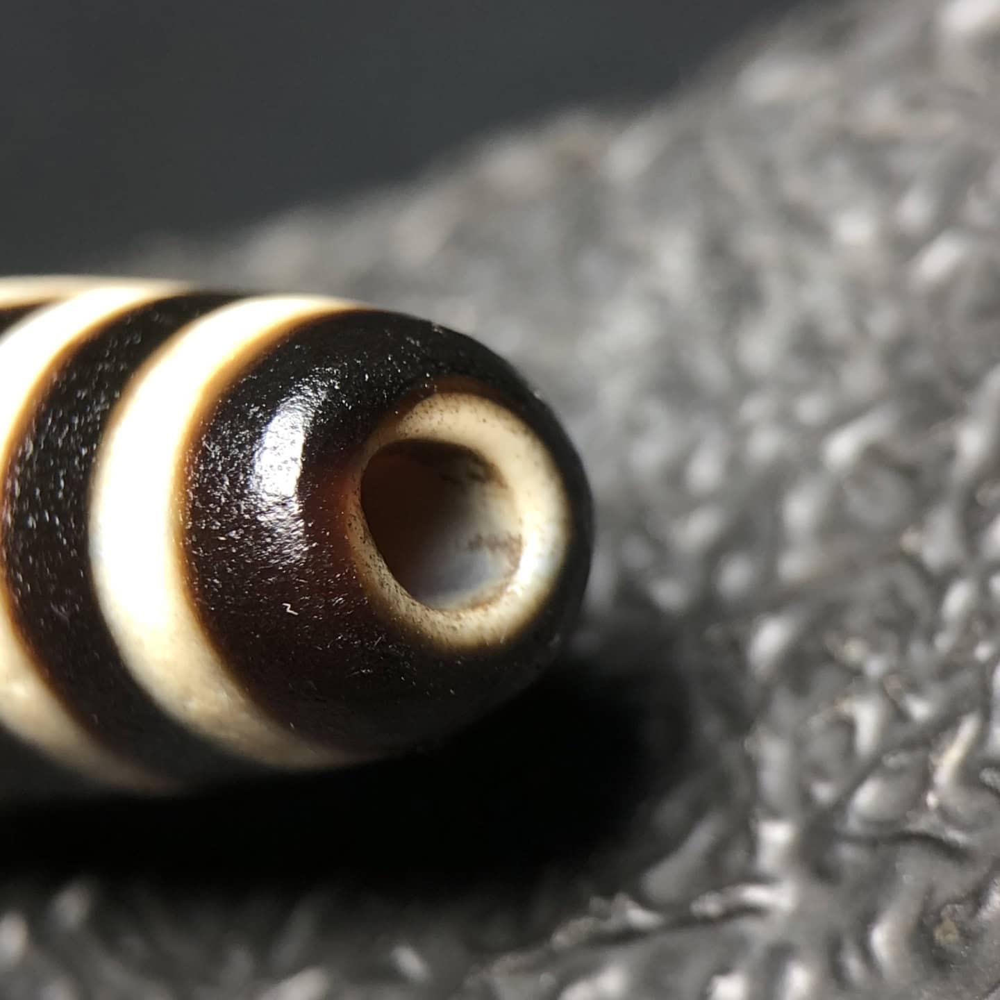 Chinese Natural Jade Carved Dzi bead