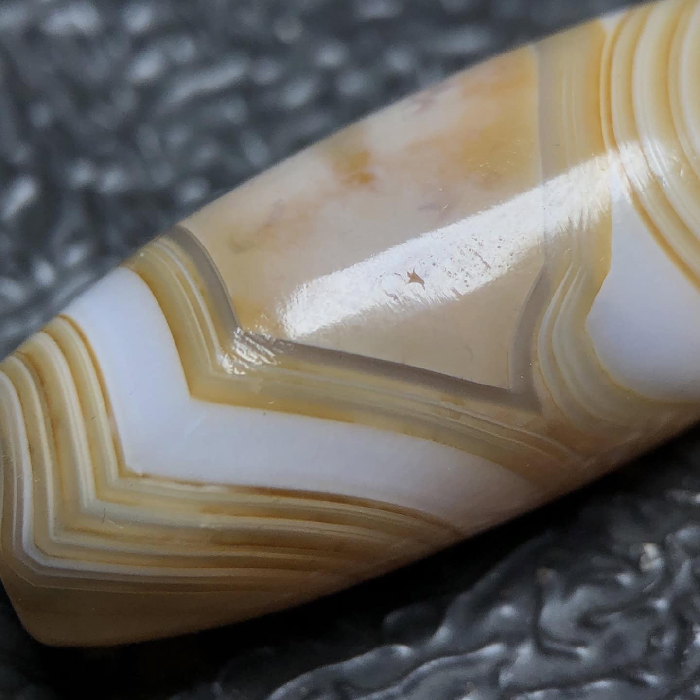 Chinese Natural Jade Carved Dzi bead