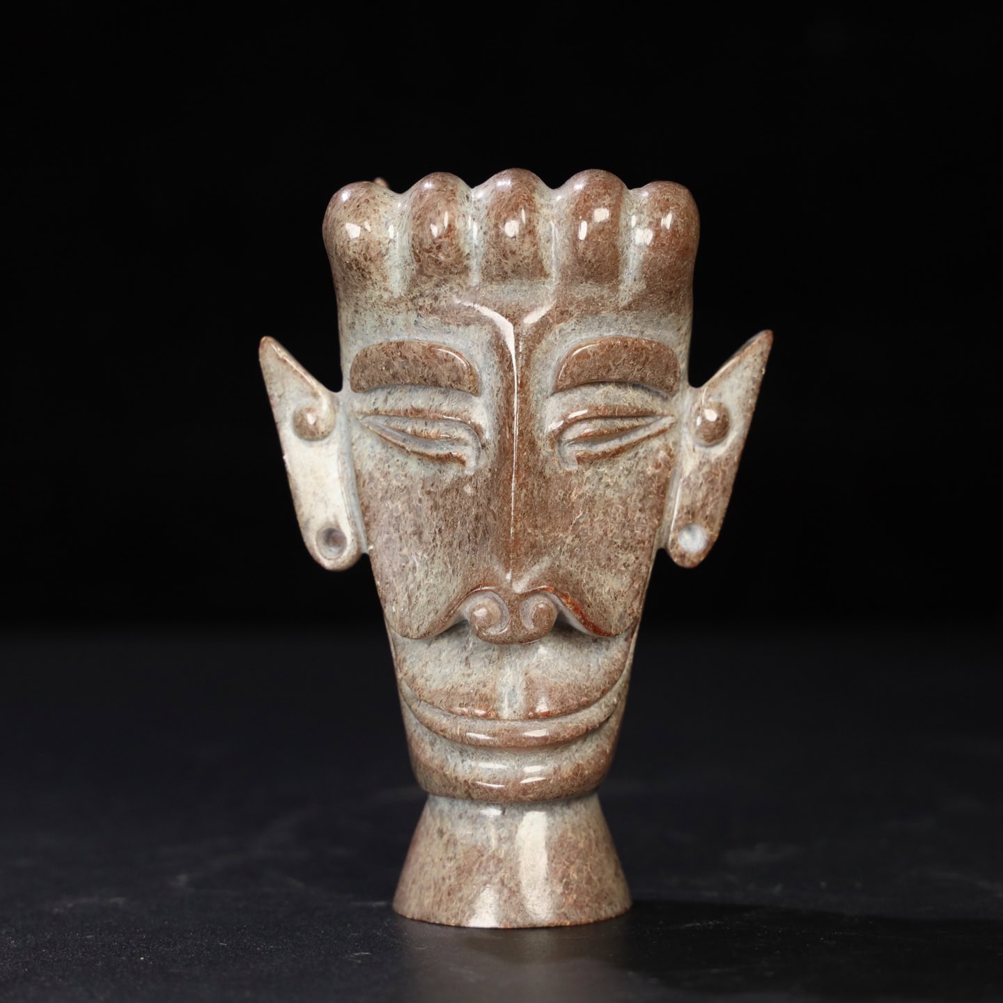 Chinese Natural Jade Carved Sanxingdui Statue