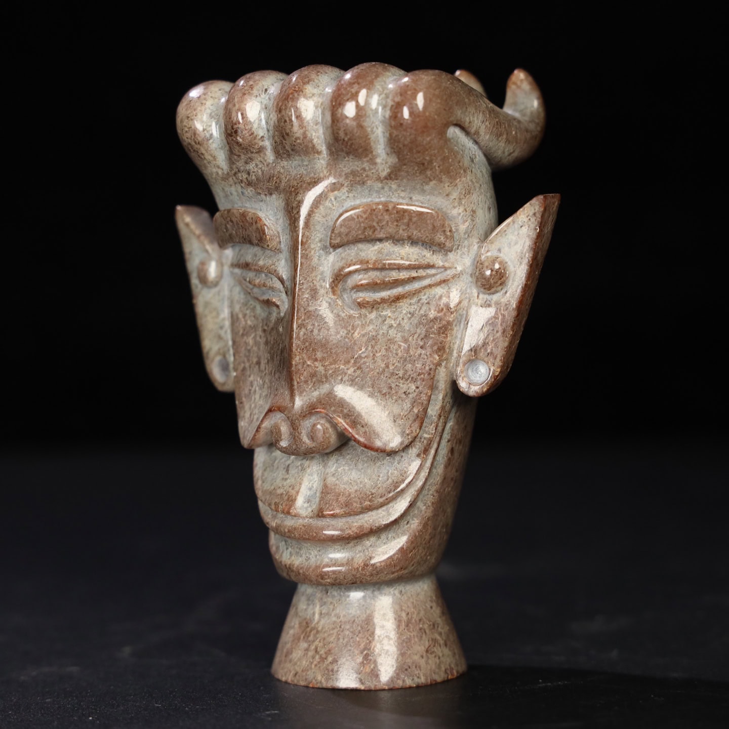 Chinese Natural Jade Carved Sanxingdui Statue
