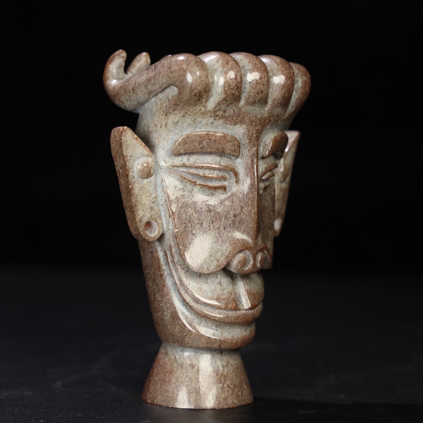 Chinese Natural Jade Carved Sanxingdui Statue