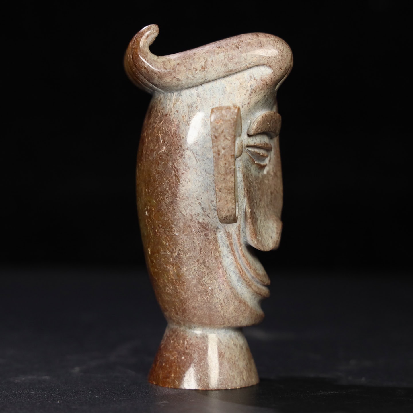 Chinese Natural Jade Carved Sanxingdui Statue