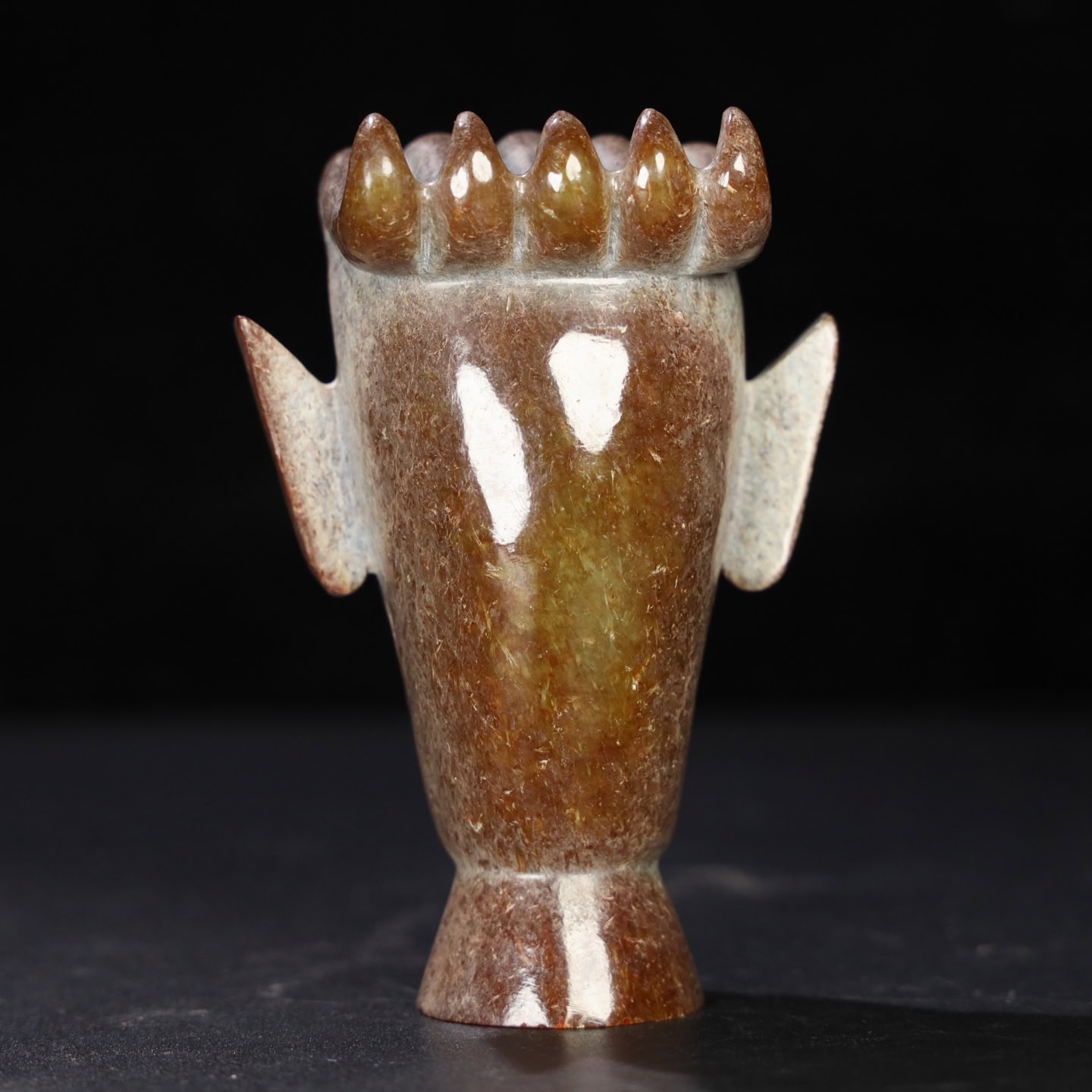 Chinese Natural Jade Carved Sanxingdui Statue