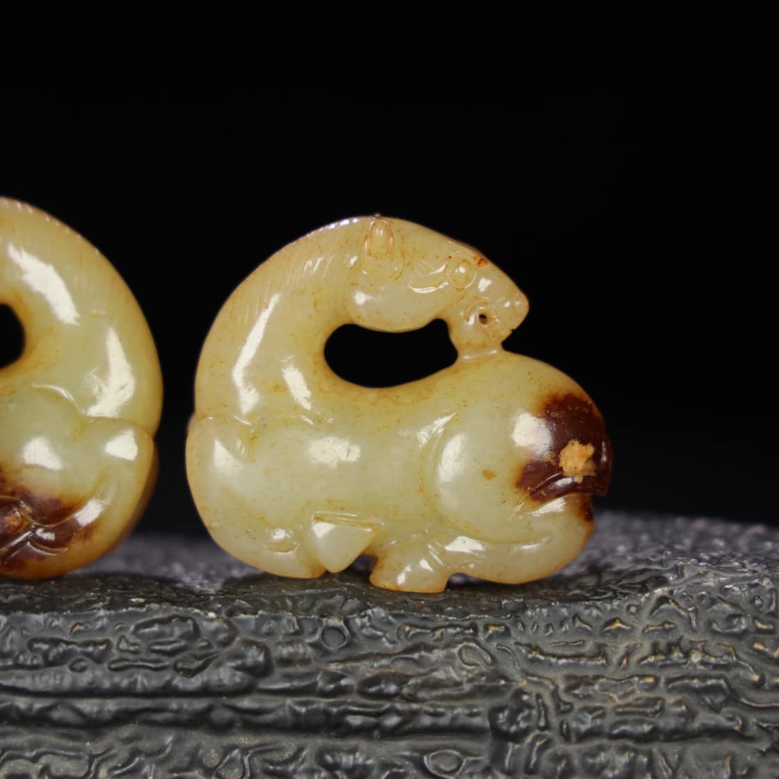Chinese Natural Jade Carved horses
