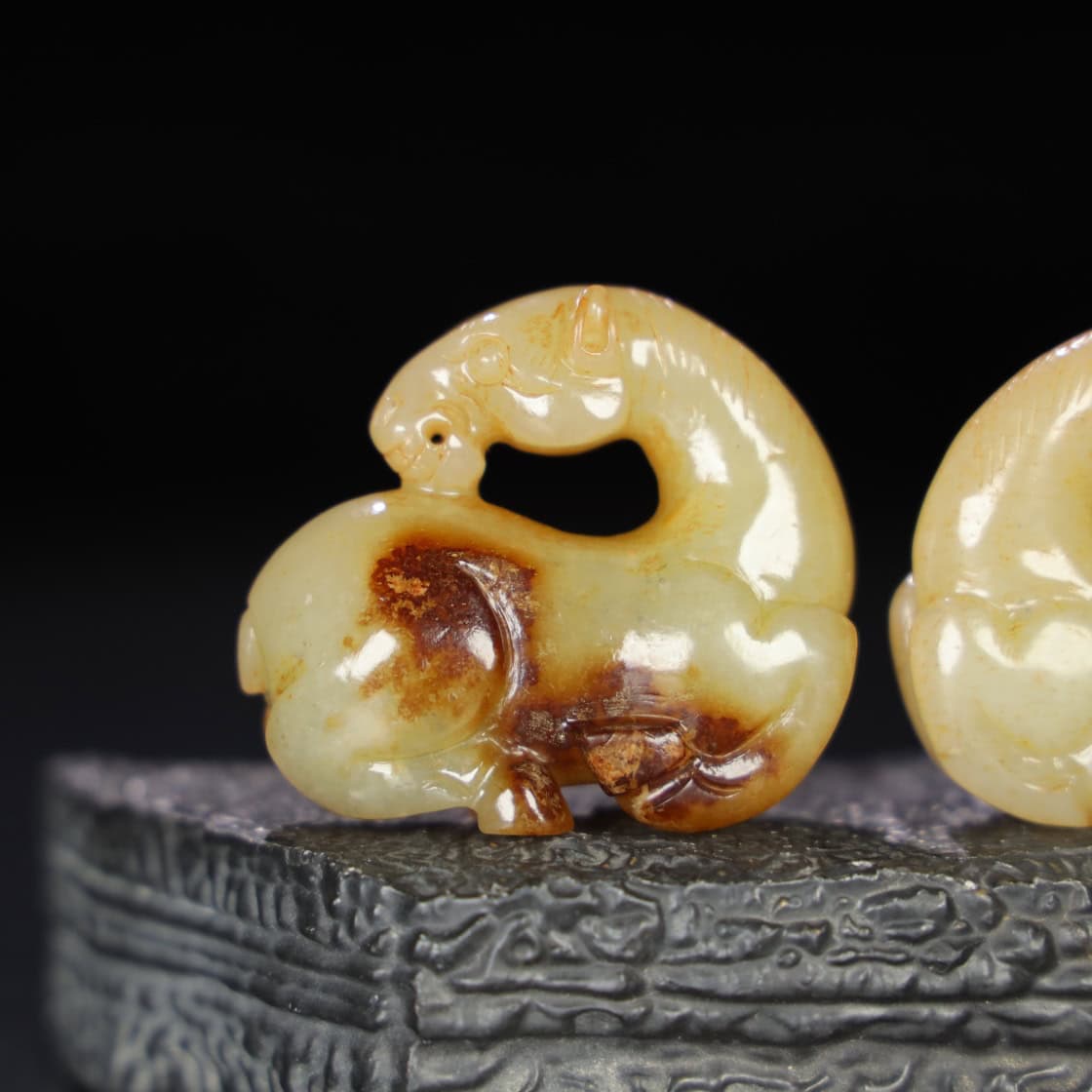 Chinese Natural Jade Carved horses