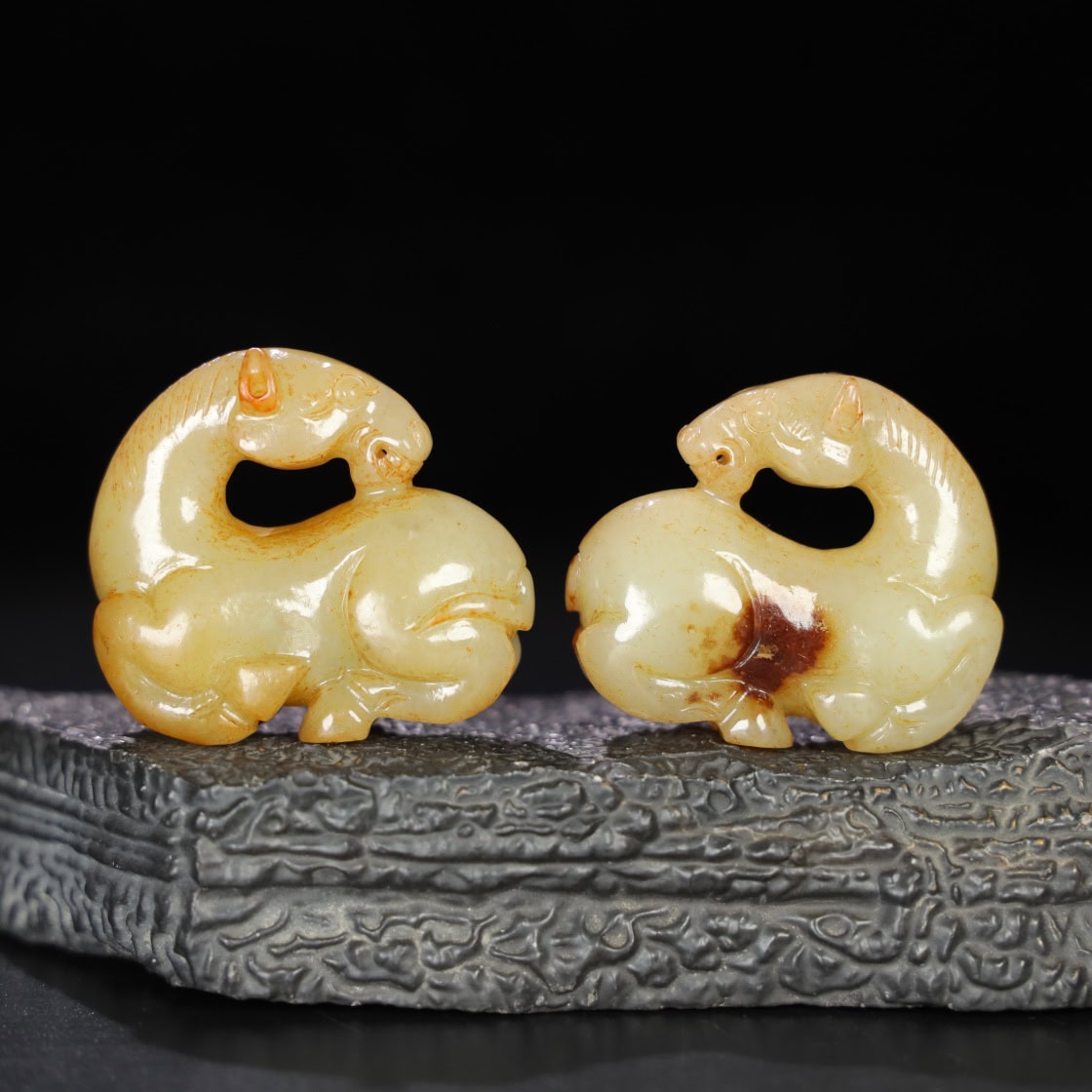 Chinese Natural Jade Carved horses