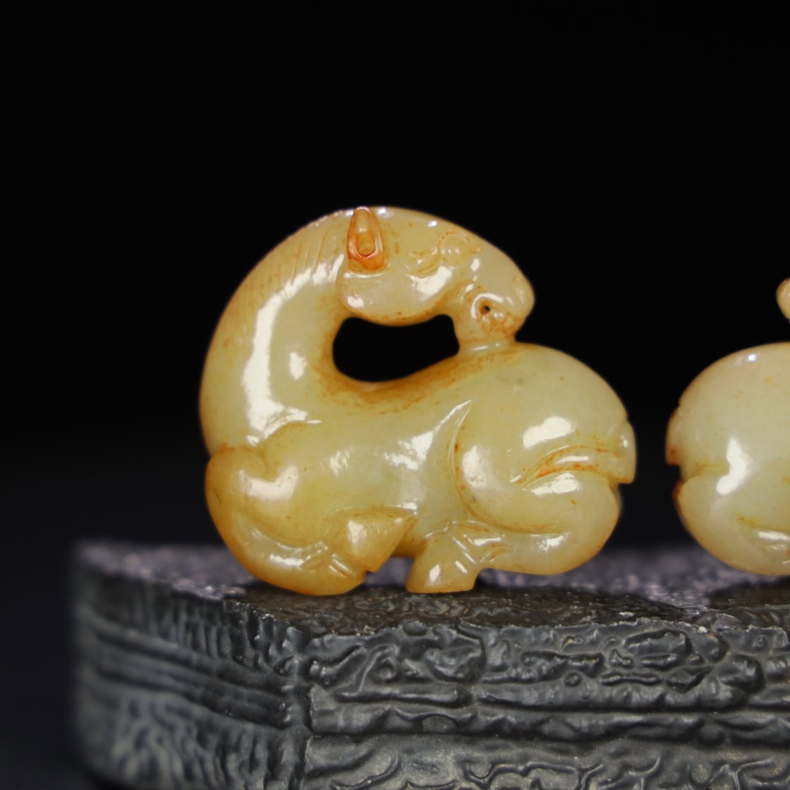 Chinese Natural Jade Carved horses