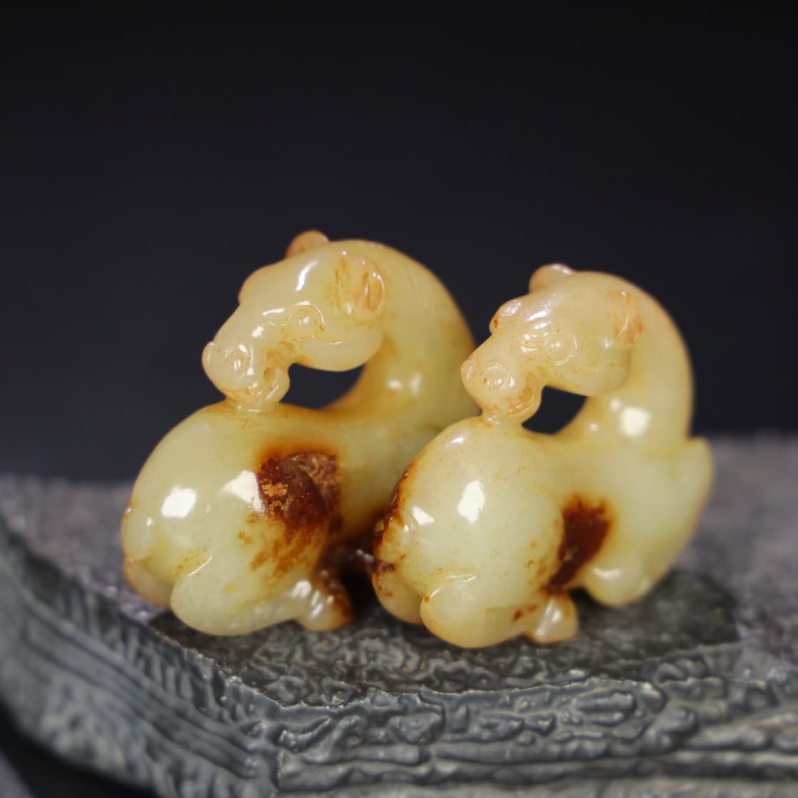 Chinese Natural Jade Carved horses